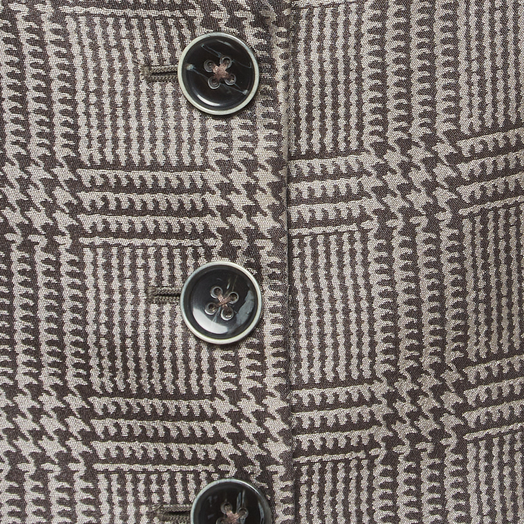 Armani Collezioni Grey Checked Wool Blend Blazer S
