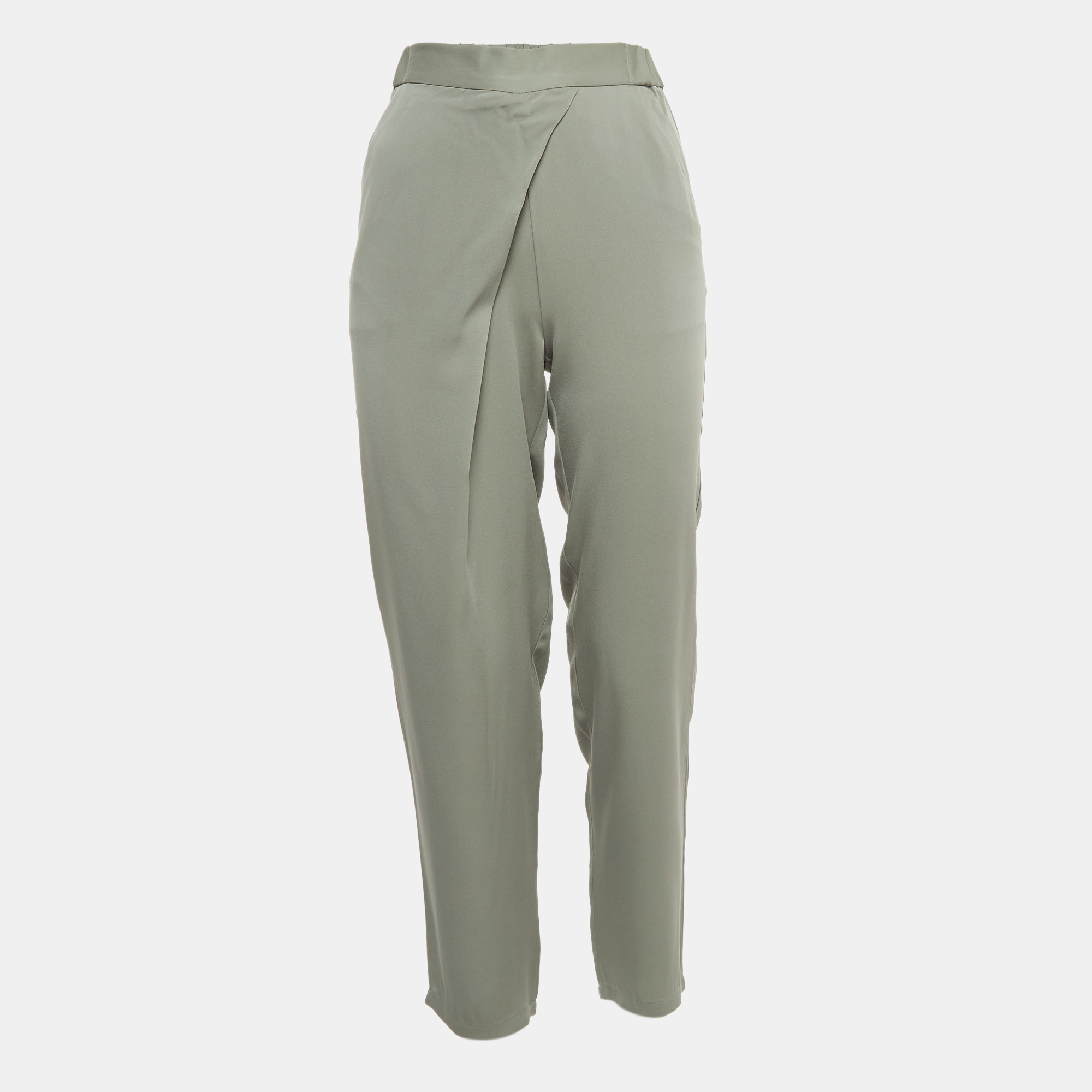 Armani collezioni grey stretch crepe elasticated waist pants s