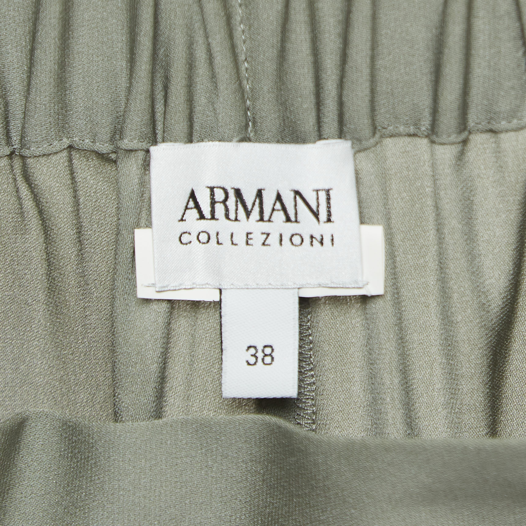 Armani Collezioni Grey Stretch Crepe Elasticated Waist Pants S