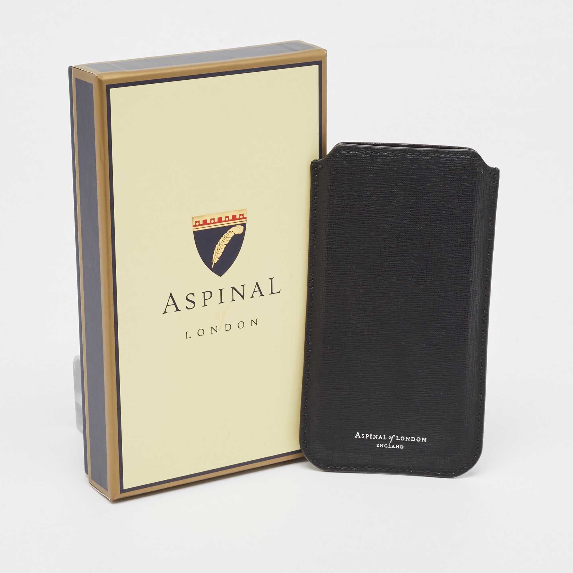 Aspinal Of London Black Leather Phone Case