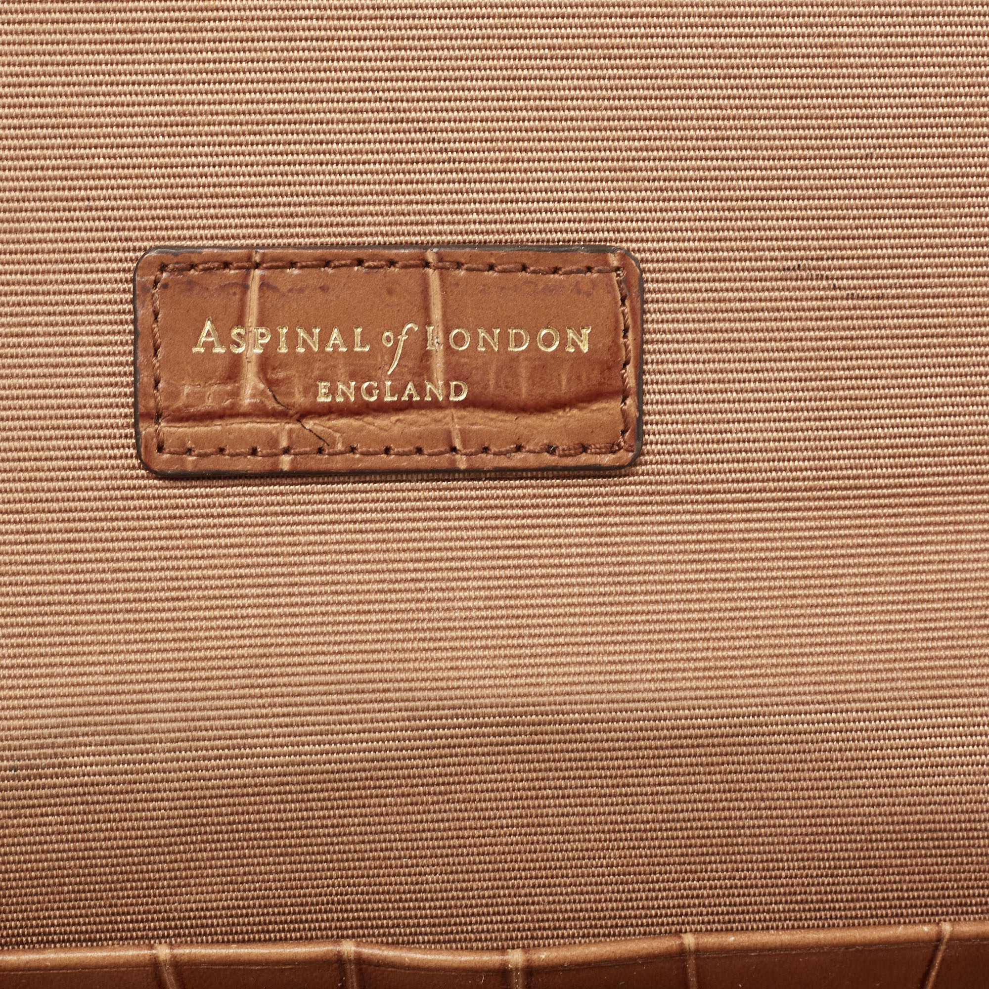 Aspinal Of London Brown Croc Embossed Leather Mayfair Continental Wallet