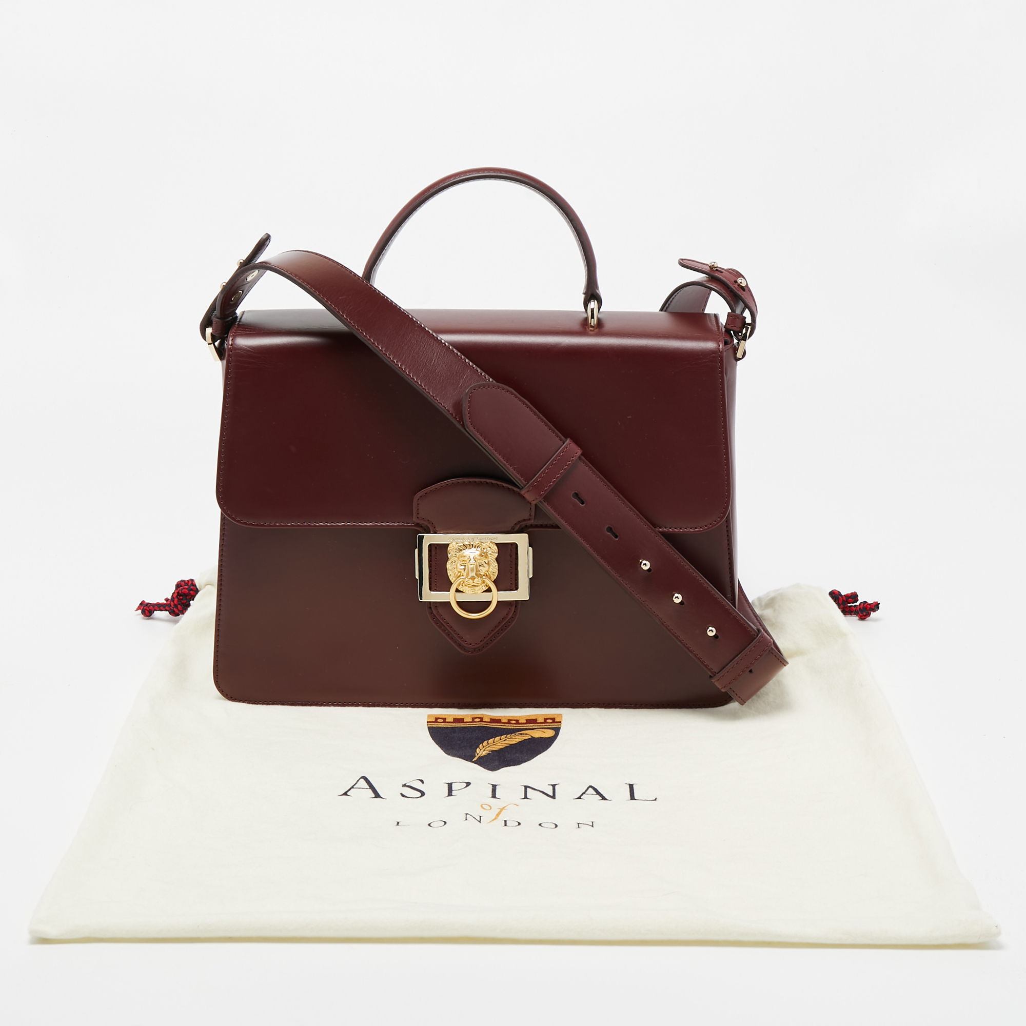Aspinal Of London Burgundy Leather Lion Lansdowne Top Handle Bag
