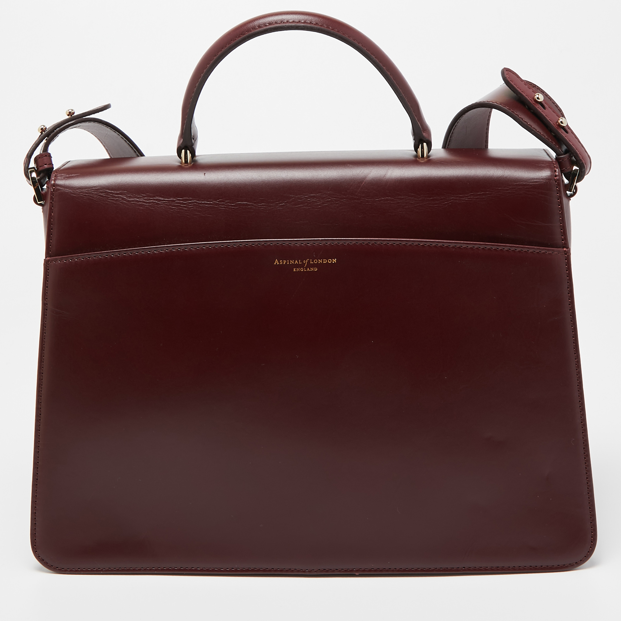 Aspinal Of London Burgundy Leather Lion Lansdowne Top Handle Bag