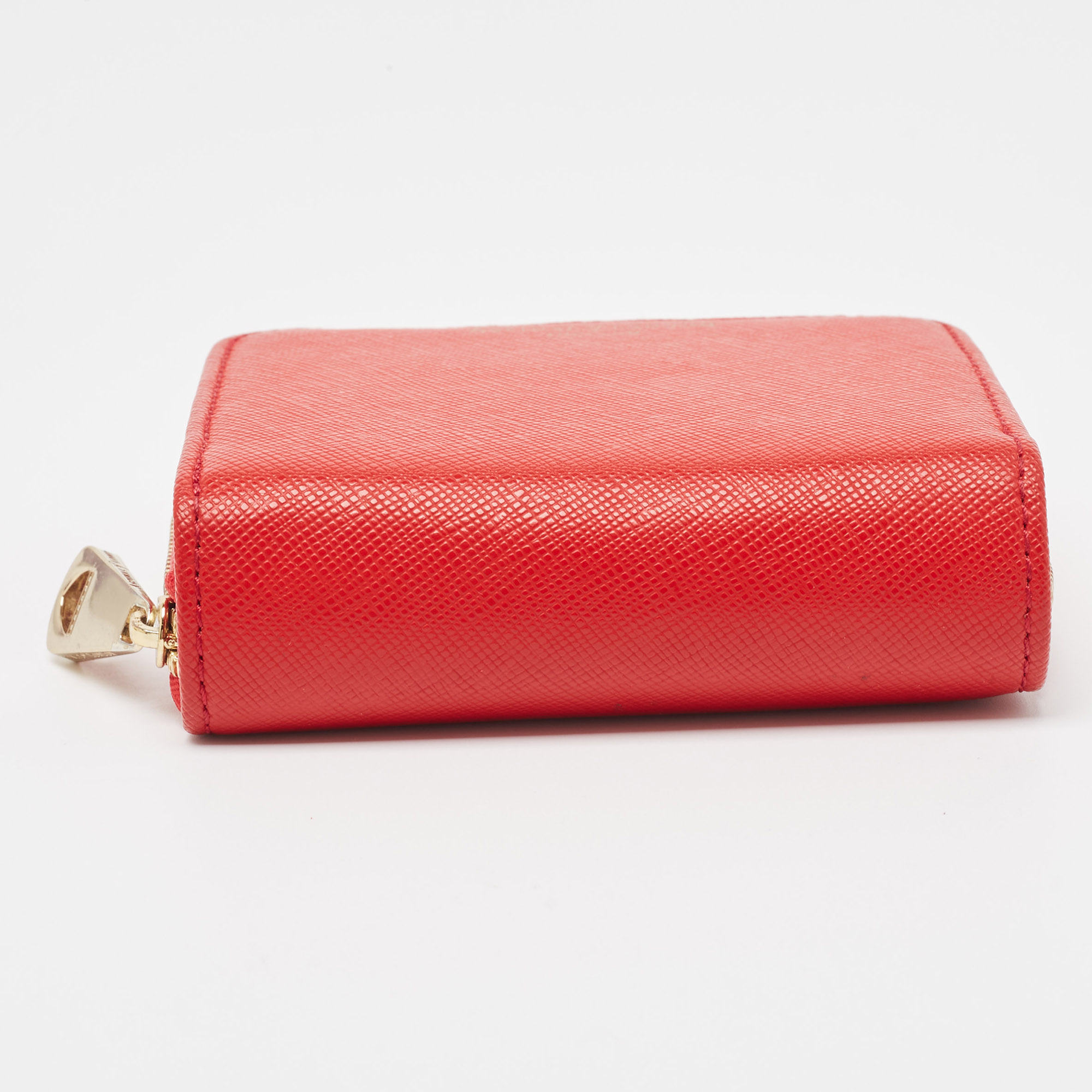 Aspinal Of London Red Leather Zip Around Compact Wallet