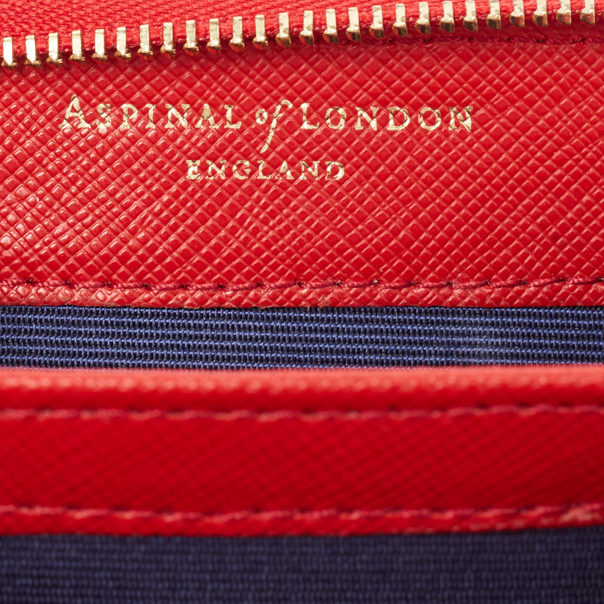 Aspinal Of London Red Leather Zip Around Compact Wallet