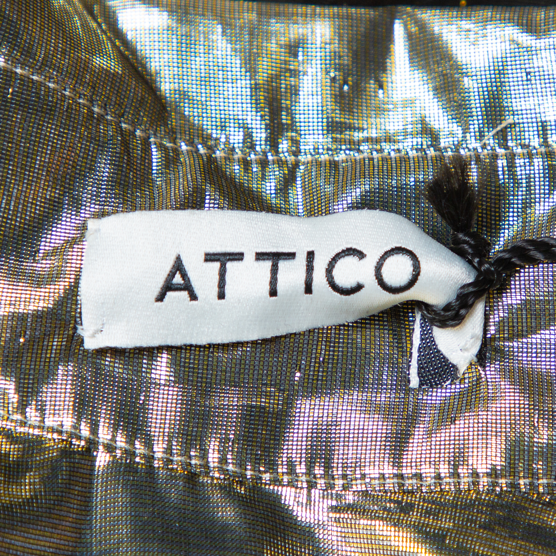 Attico Metallic Silk Belted Oversized Shirt Dress M