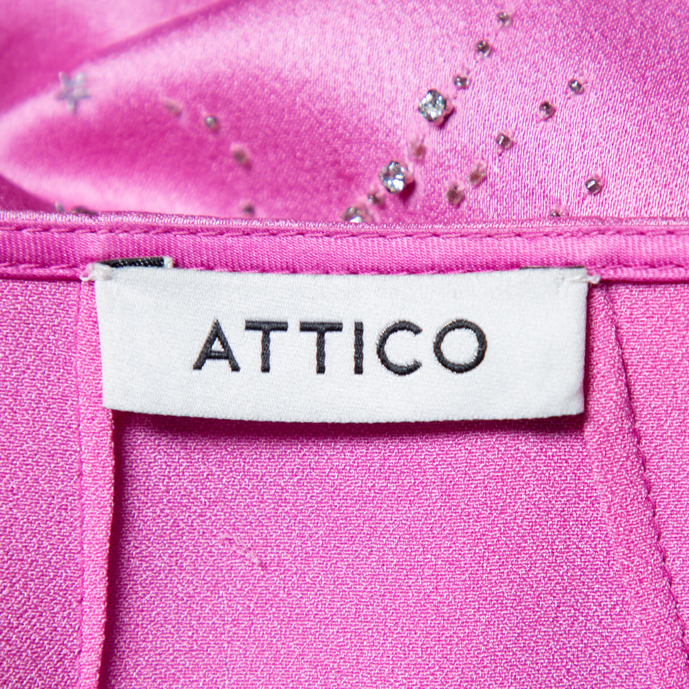 Attico Pink Satin Bead Embellished Wrap Blouse S