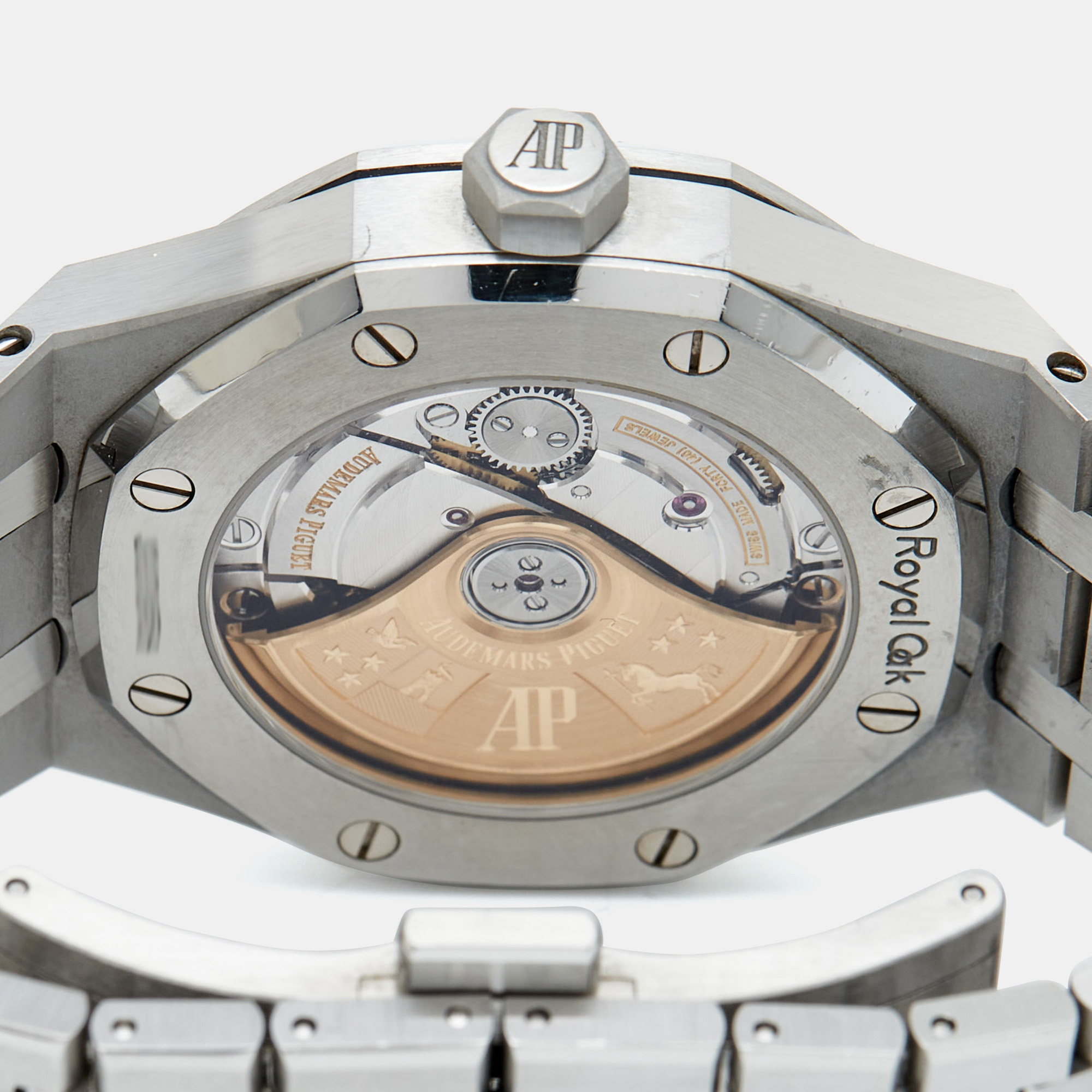 Audemars Piguet Grey Ruthenium “Grande Tapisserie” Stainless Steel Diamond Royal Oak 5451ST.ZZ.1256ST.02 Unisex Wristwatch 37 Mm