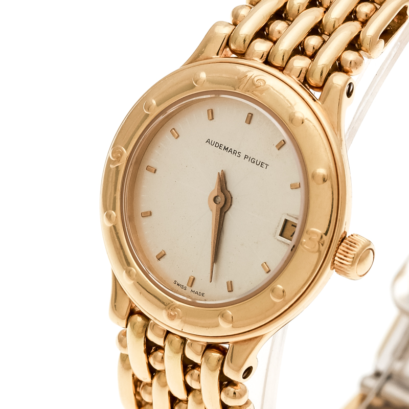 Audemars Piguet Cream 18K Yellow Gold Vintage Women's Wristwatch
Audemars Piguet Cream 18K Yellow Gold Vintage Women's Wristwatch