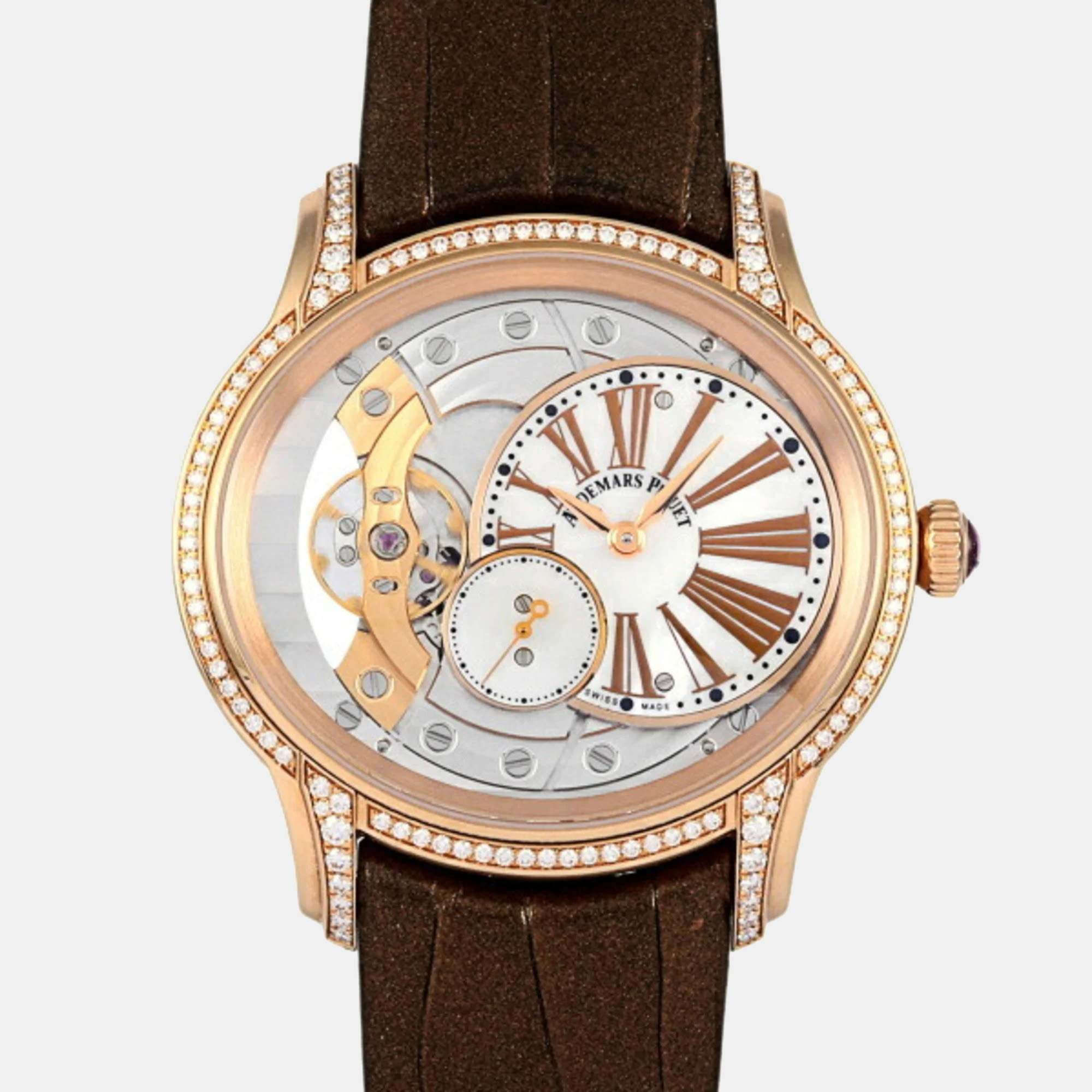 Audemars Piguet White Mother Of Pearl 18k Rose Gold Millenary 77247OR.ZZ.A812CR.01 Automatic Women's Wristwatch 35.4 Mm