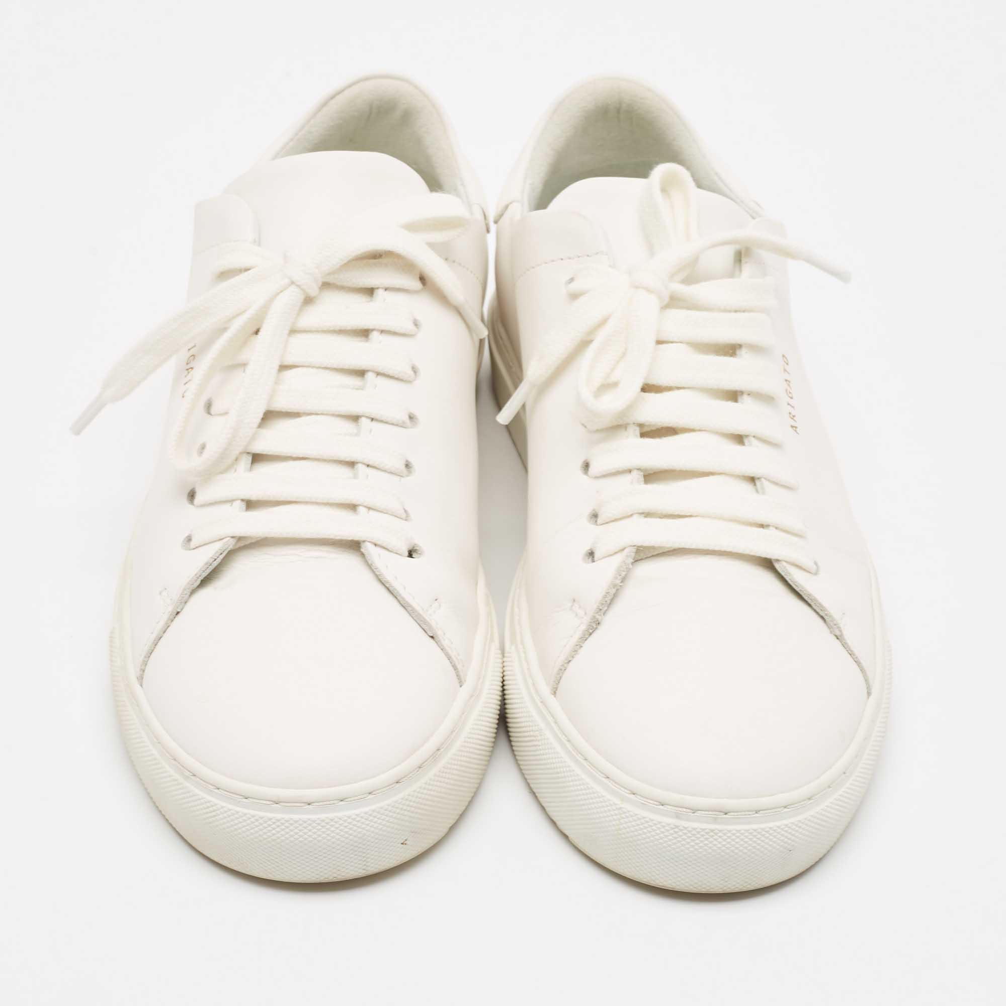 Axel Arigato White Leather Clean 90 Low Top Sneakers Size 40