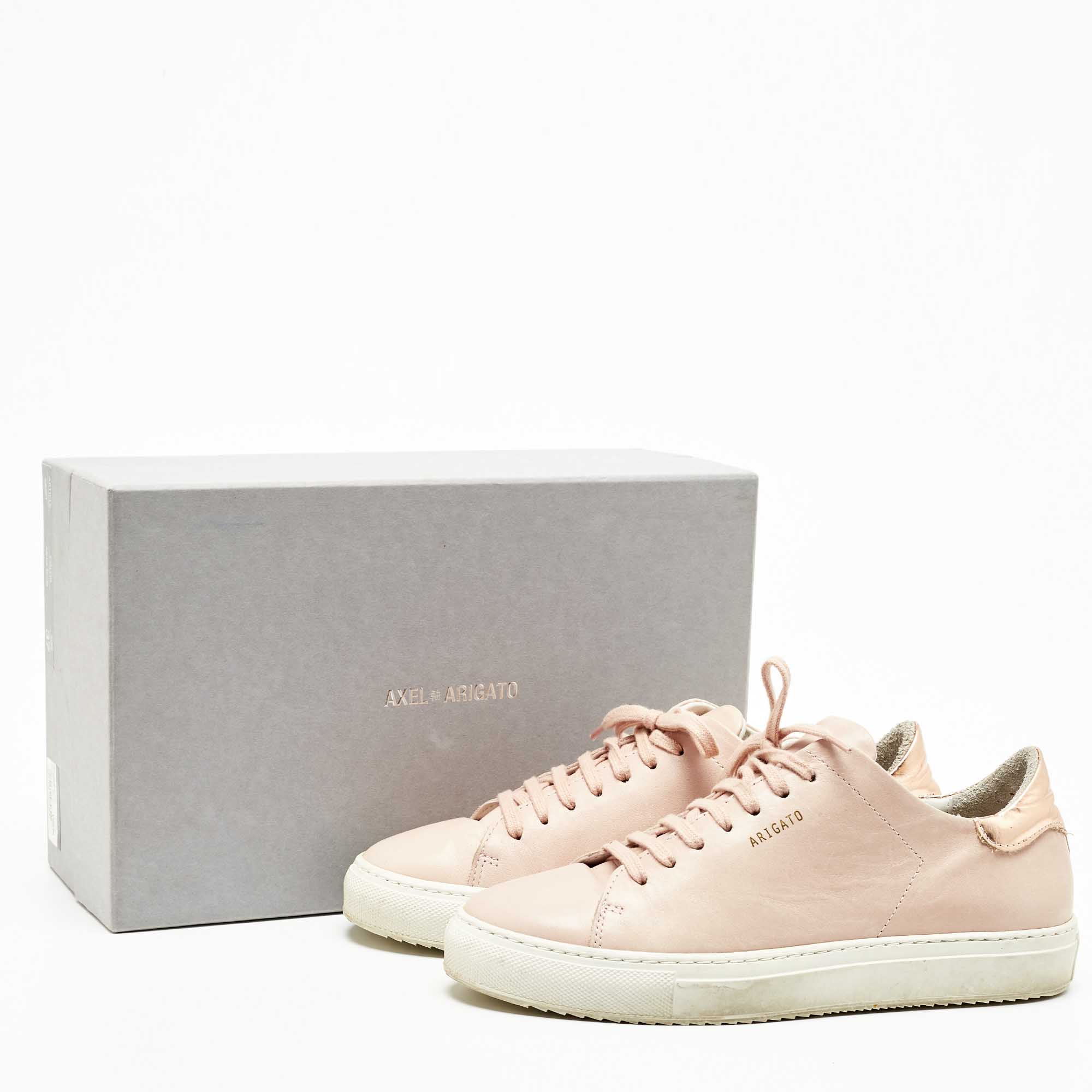 Axel Arigato Light Beige Leather And Suede Low Top Sneakers Size 37