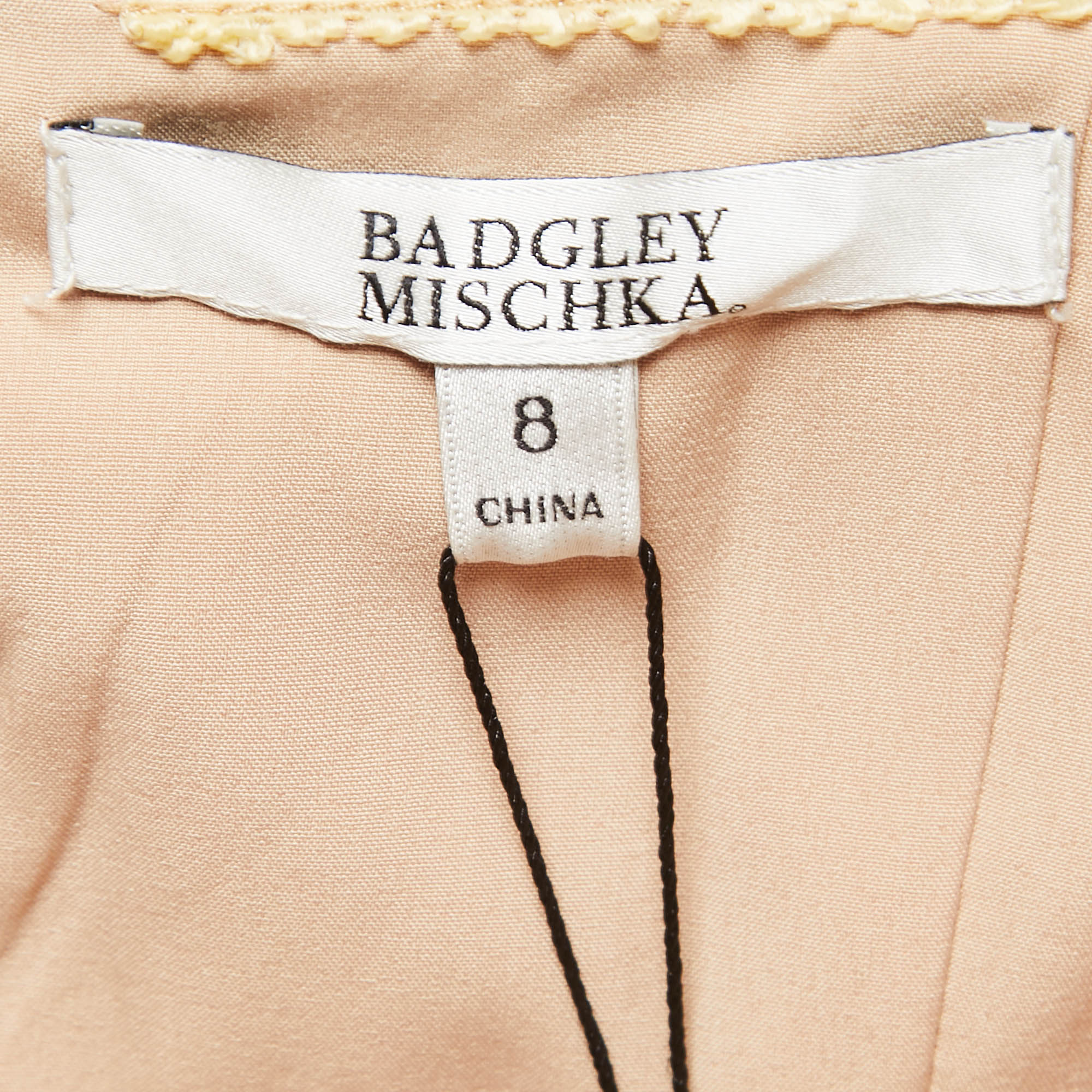 Badgley Mischka Rose Gold Embellished Metallic Polyester Strapless Gown M