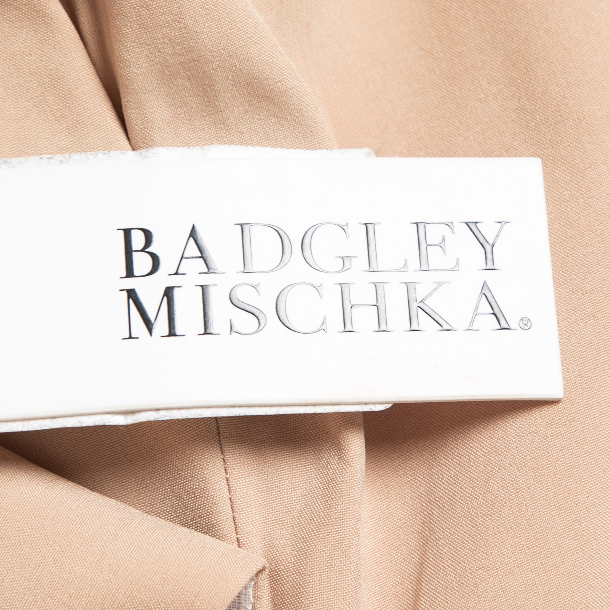Badgley Mischka Rose Gold Embellished Metallic Polyester Strapless Gown L