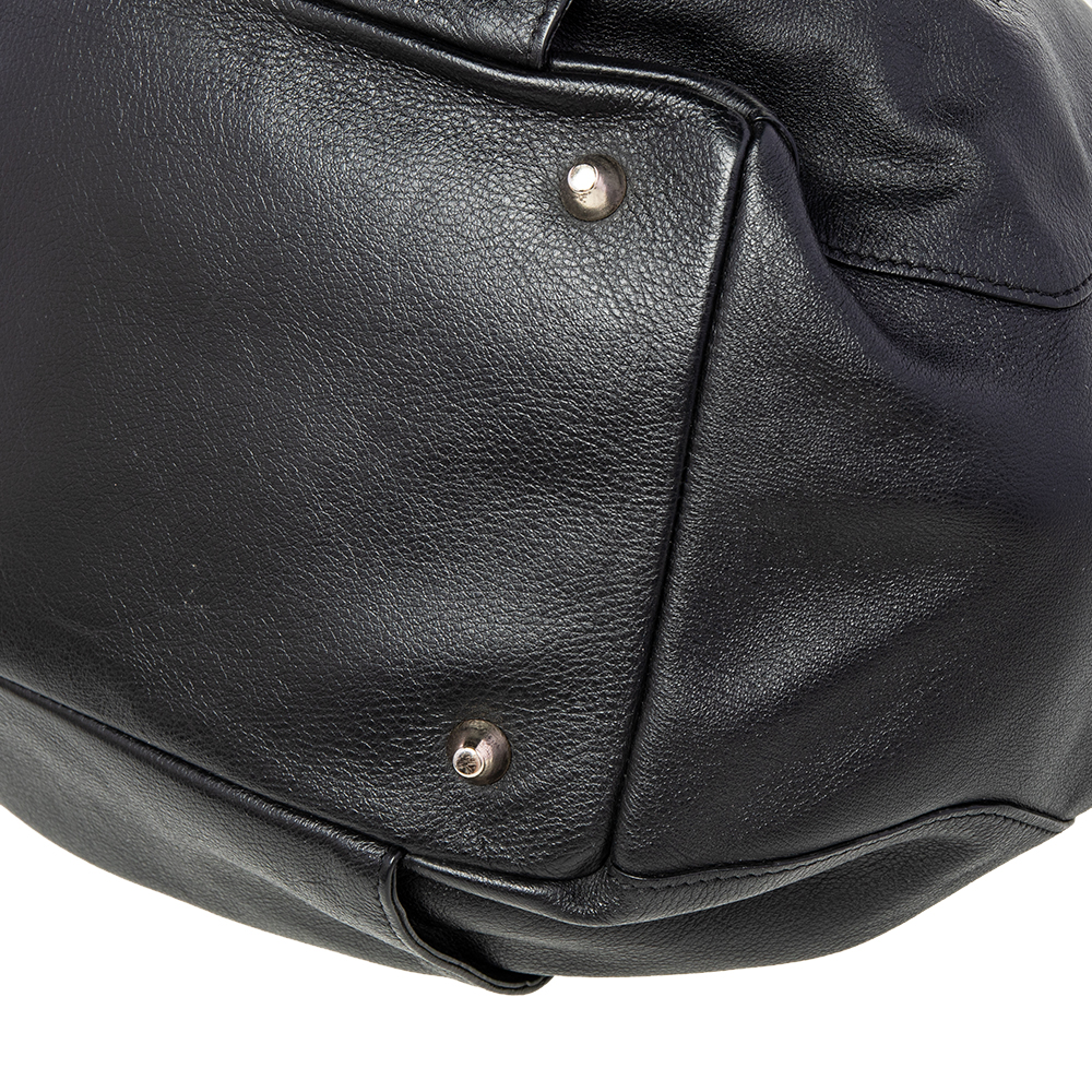 Baldinini Black Leather Top Zip Tote