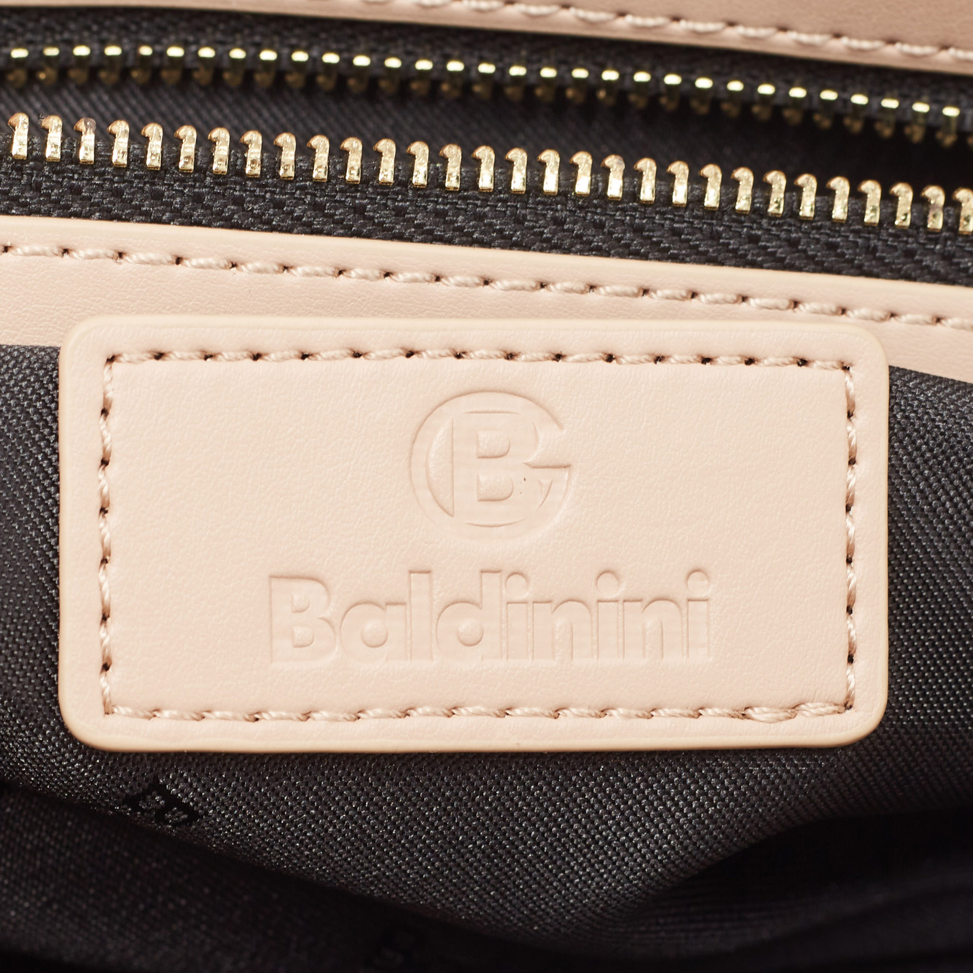 Baldinini Beige Leather Studded Flap Shoulder Bag
