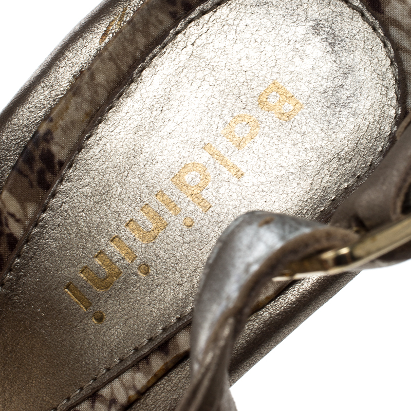 Baldinini Metallic Grey Strappy Leather Sandals Size 36