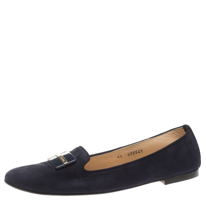 Image of Baldinini Navy Blue Nubuck Smoking Slippers Size