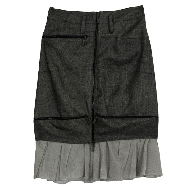 Image of Balenciaga Ruffle Hem Pencil Skirt M