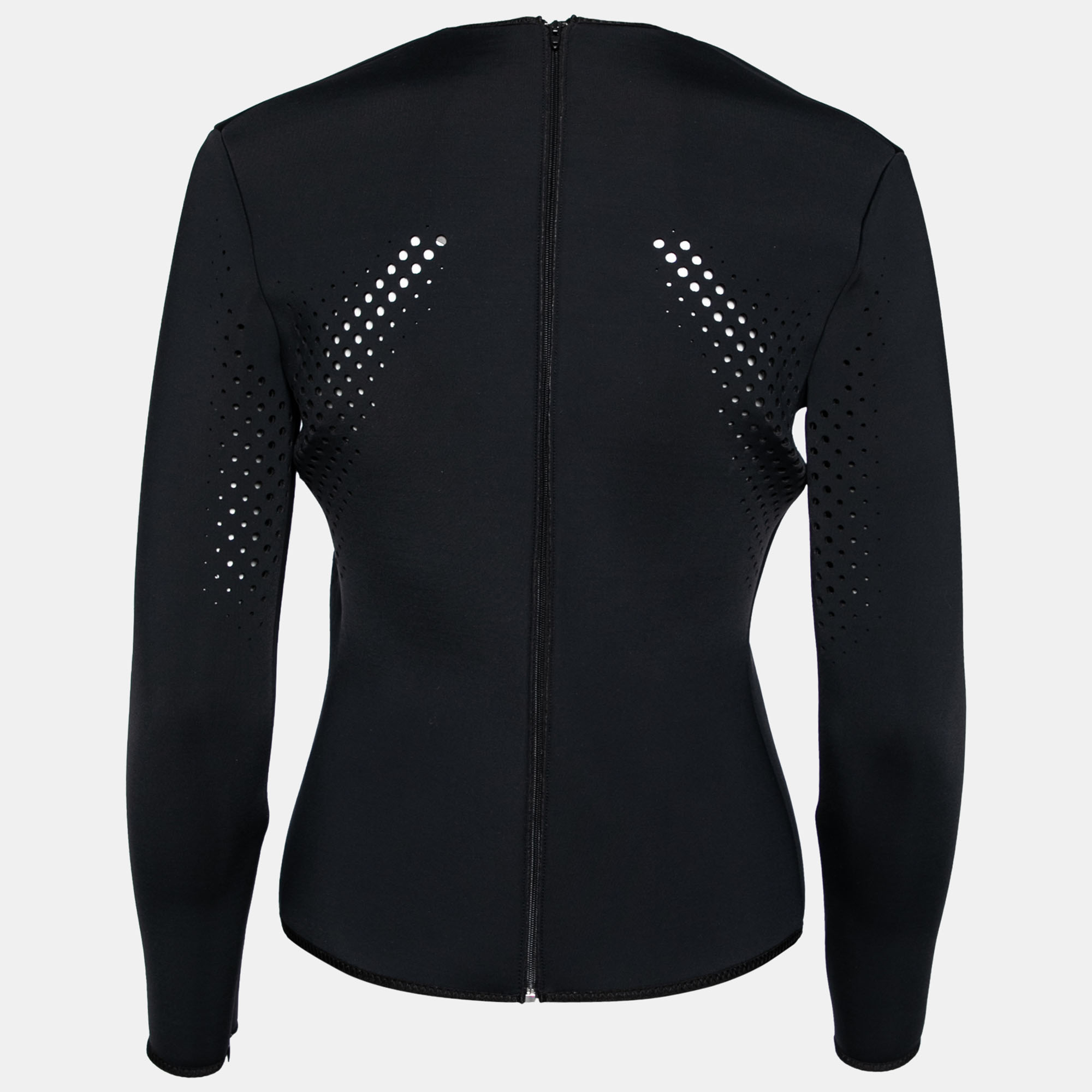 Balenciaga Black Perforated Neoprene Piaf Top M