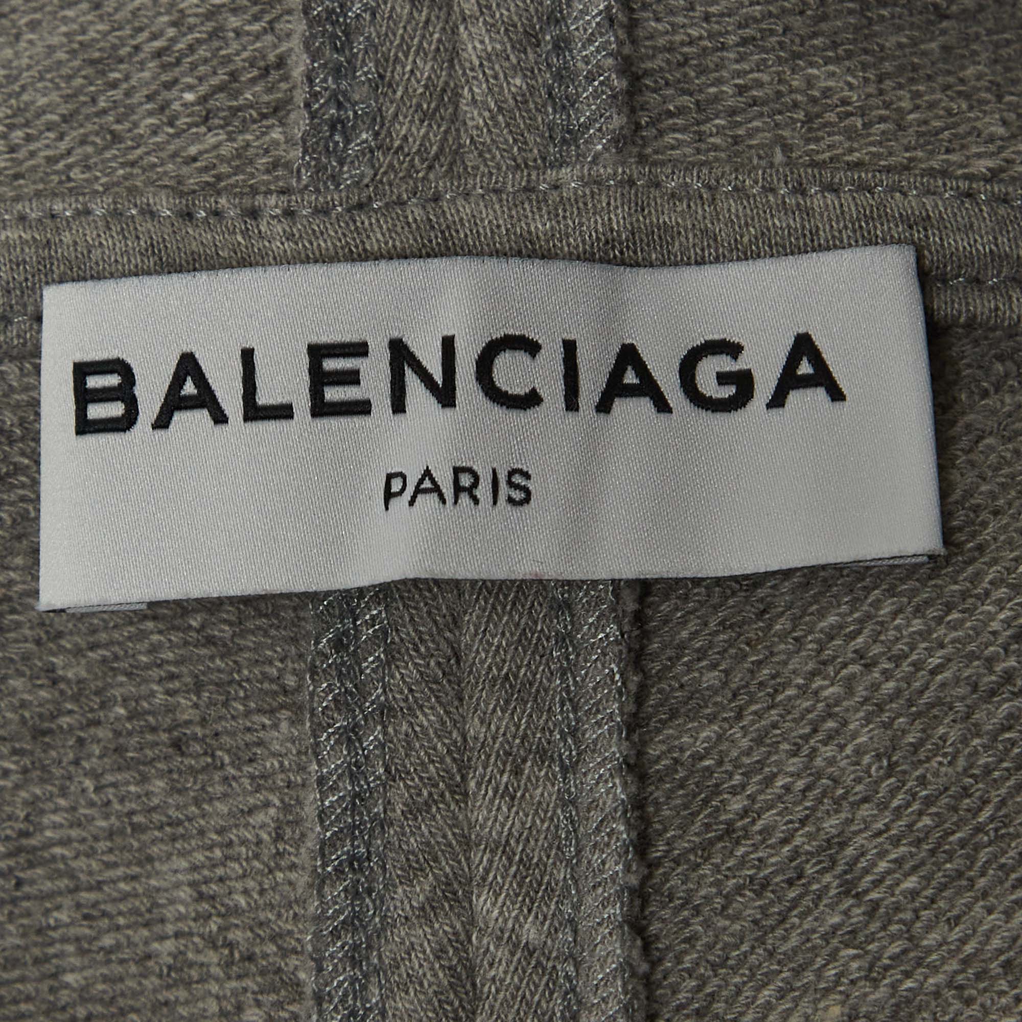 Balenciaga Grey Cotton Oversized Hoodie XS