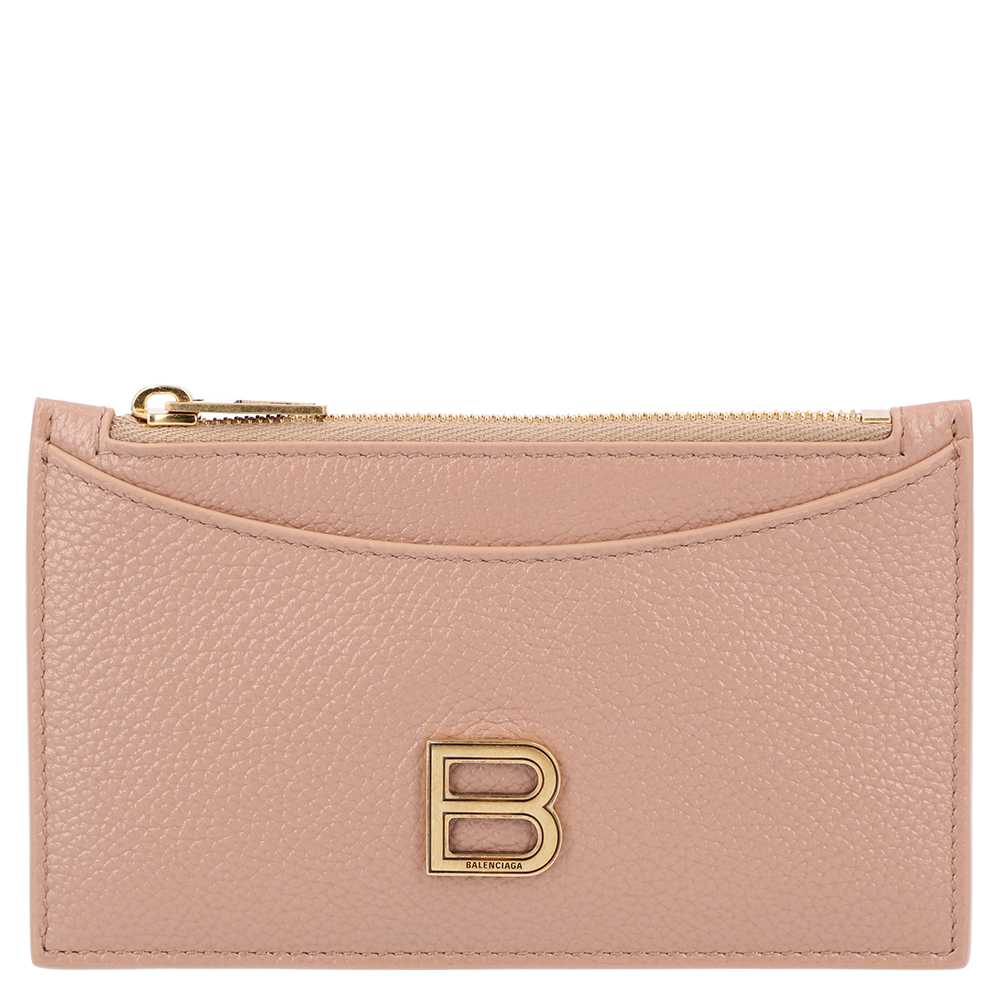 Balenciaga Pink Leather Hourglass Zipped Card Holder