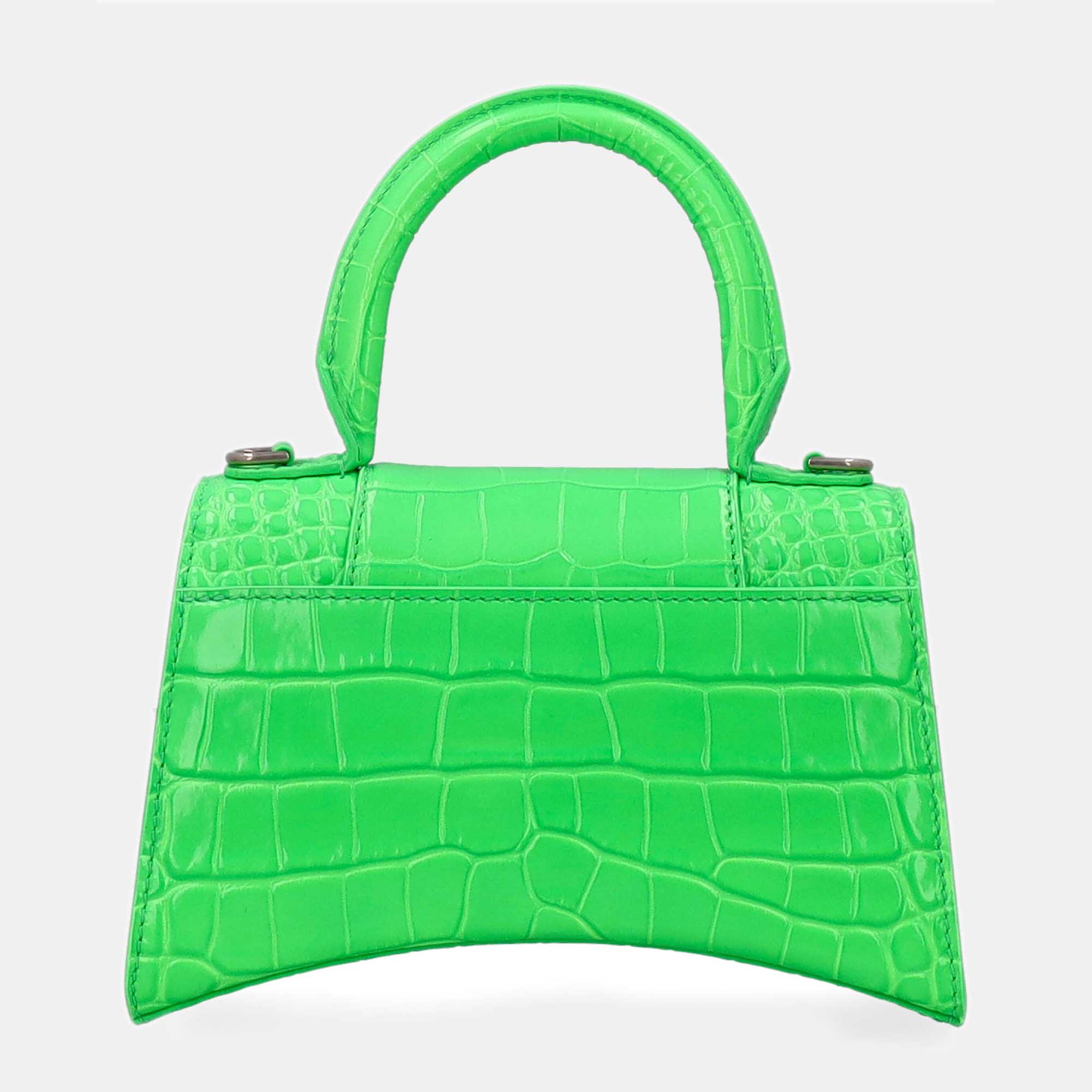 Balenciaga Hourglass Women's Leather Shoulder Bag - Green - One Size