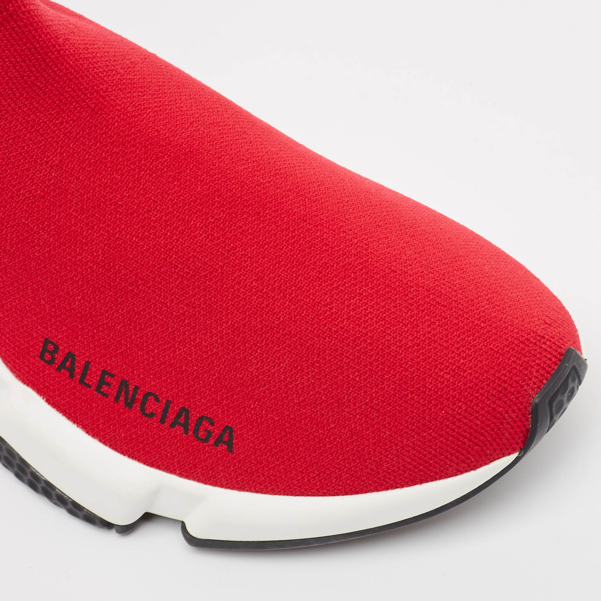 Balenciaga Red Knit Fabric Speed LT Clear Sneakers Size 36