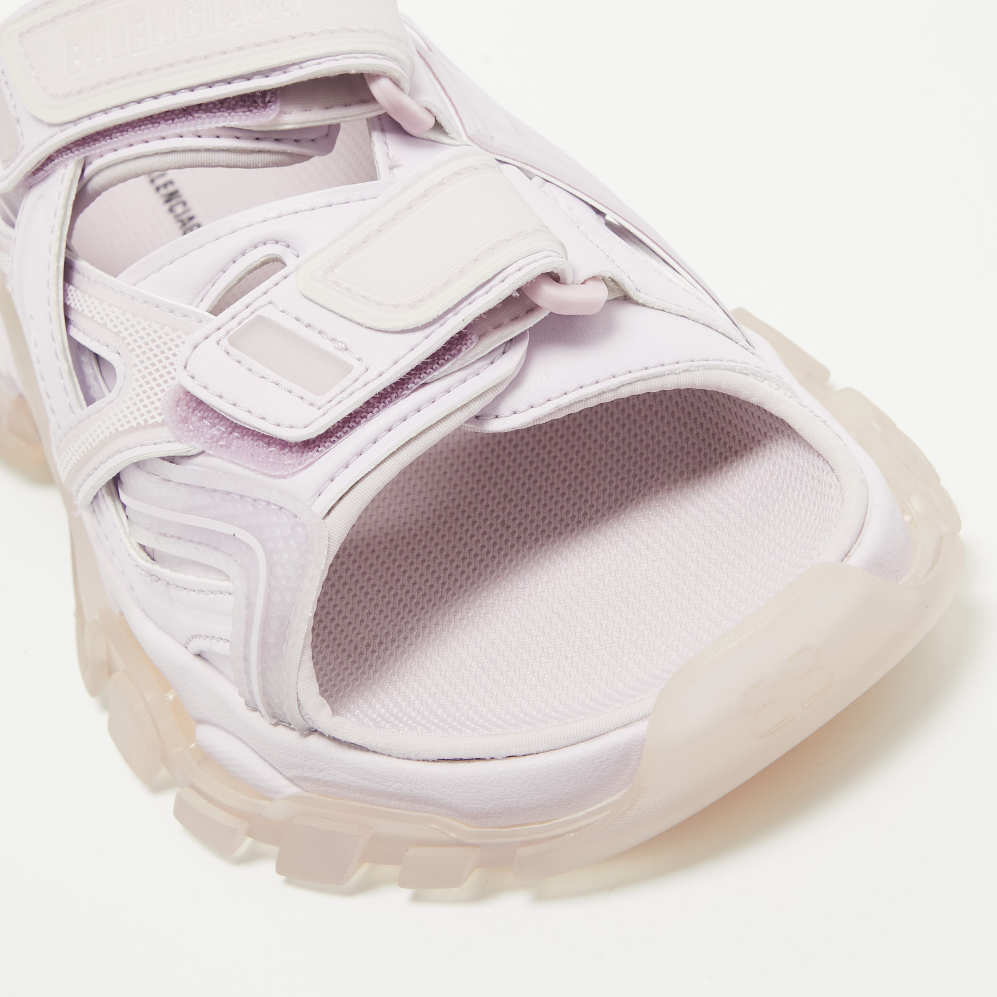 Balenciaga Lilac Rubber And Faux Leather Track Sandals Size 38