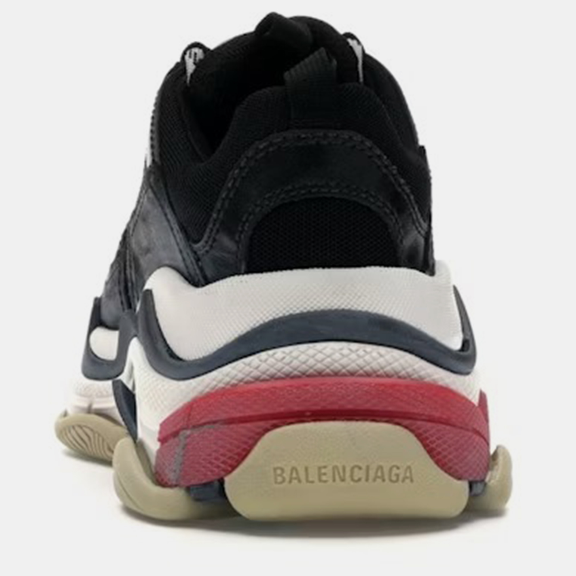 Balenciaga Black White Red Mesh And Leather Triple S Sneaker EU 39