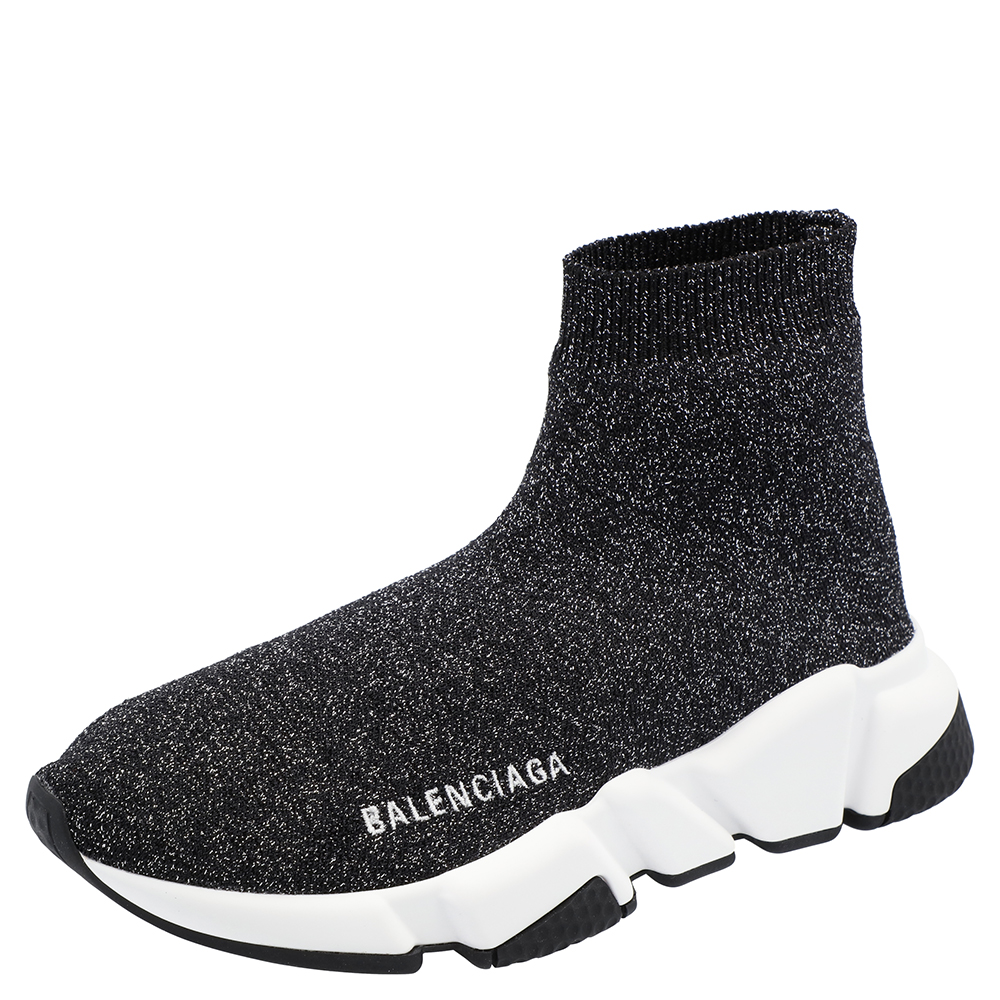 Balenciaga Black Knit Speed Sneakers Size EU 37