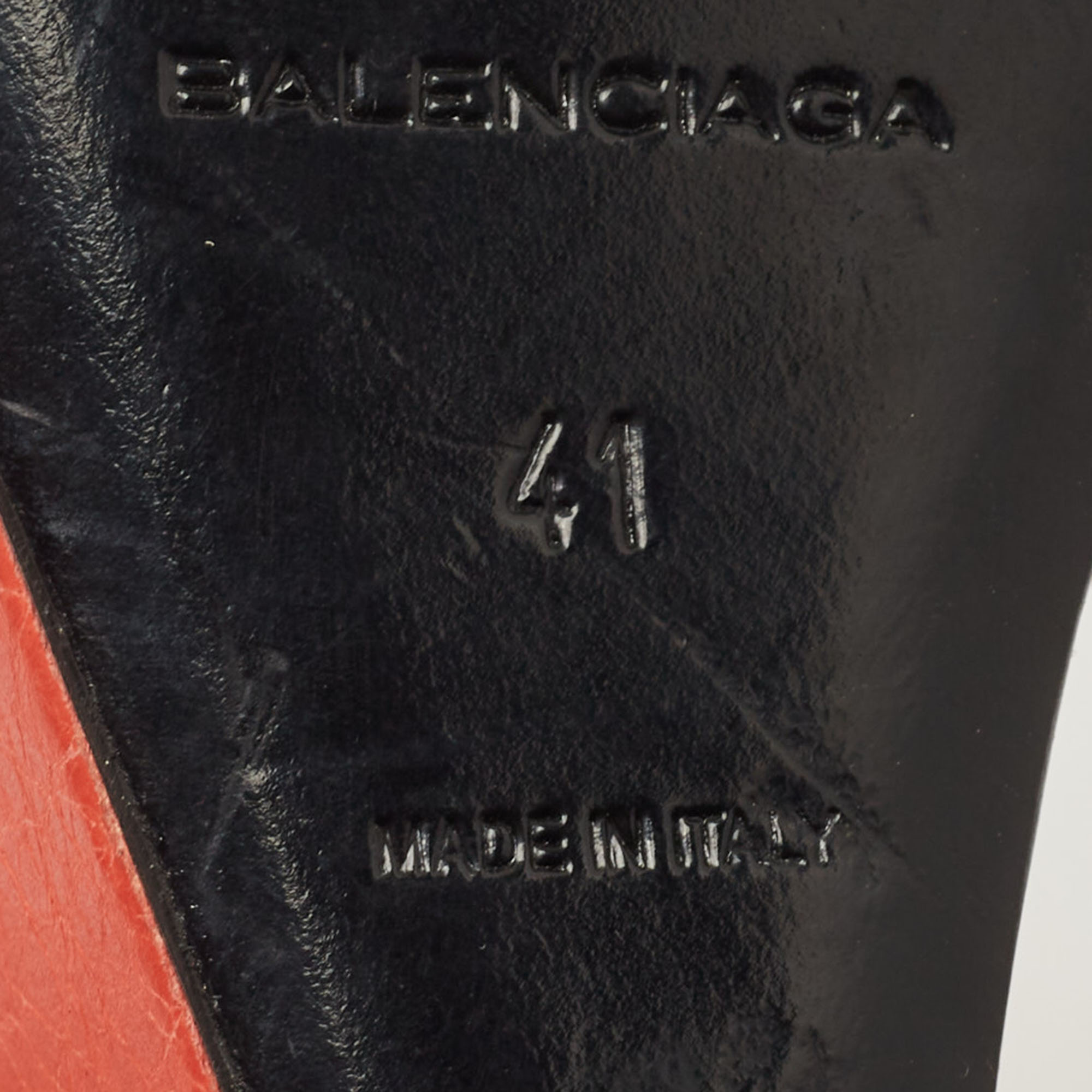 Balenciaga Orange Leather Arena Wedge Sandals Size 41