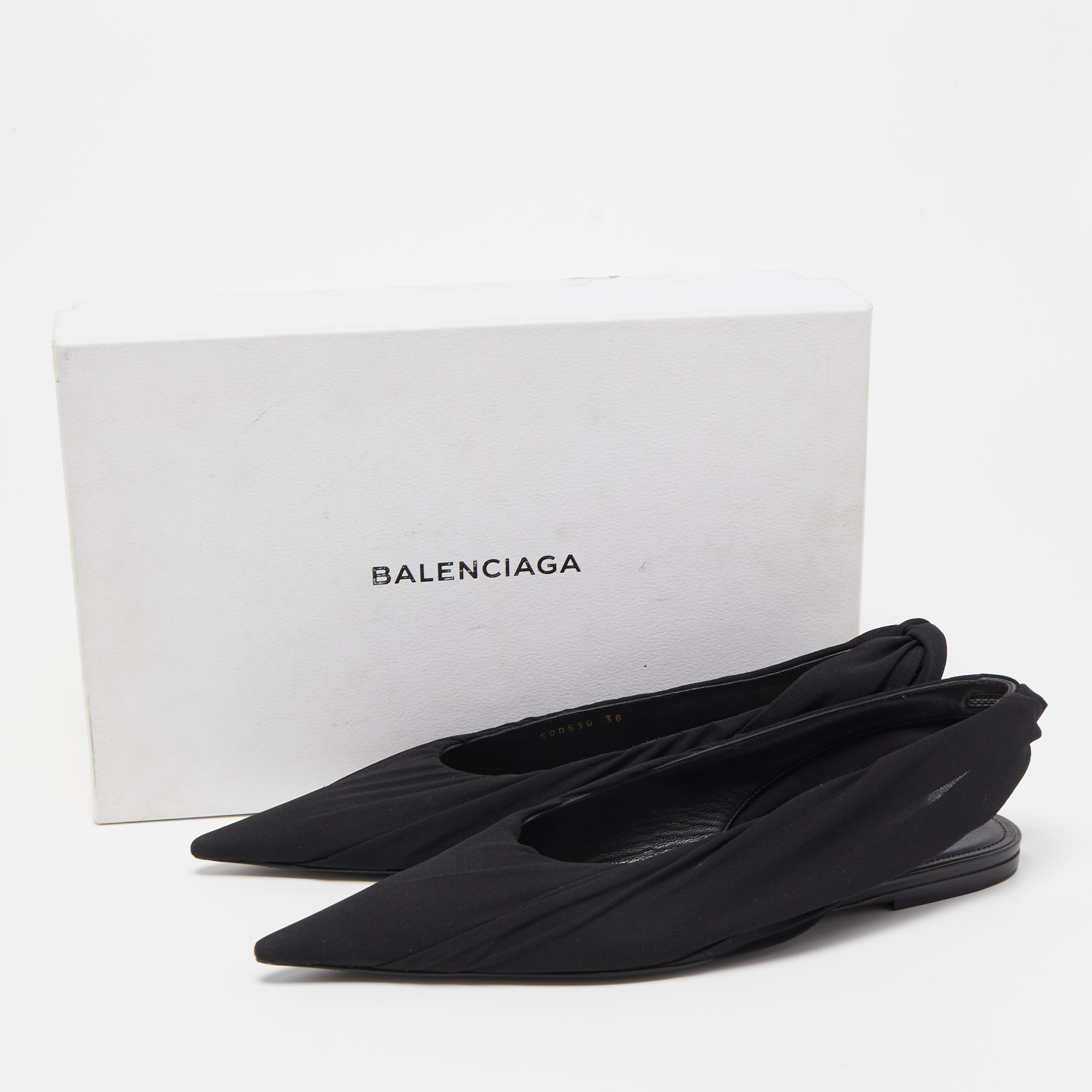 Balenciaga Black Fabric  Knife Slingback Flats Size 38