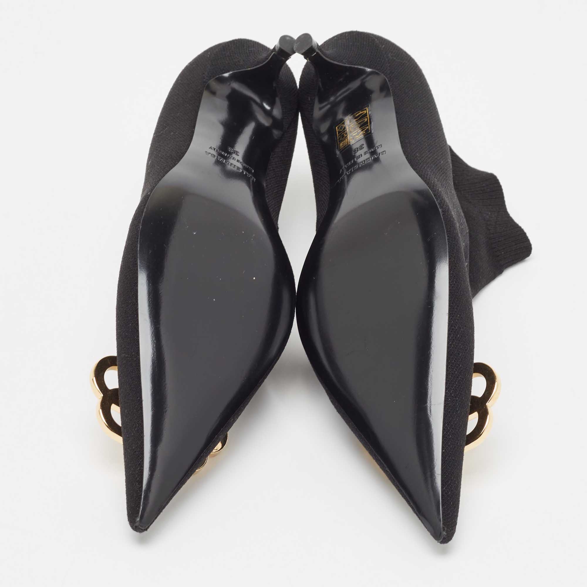 Balenciaga Black  Knife Fabric Ankle Boots Size 38