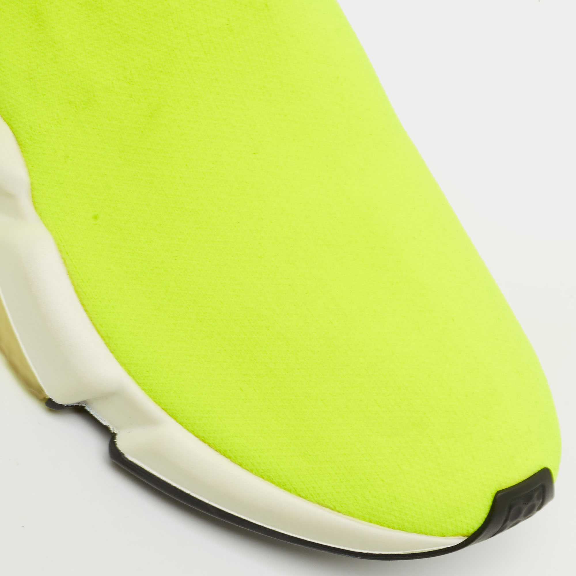 Balenciaga Neon Yellow Knit Fabric Speed Trainer Sneakers Size 39