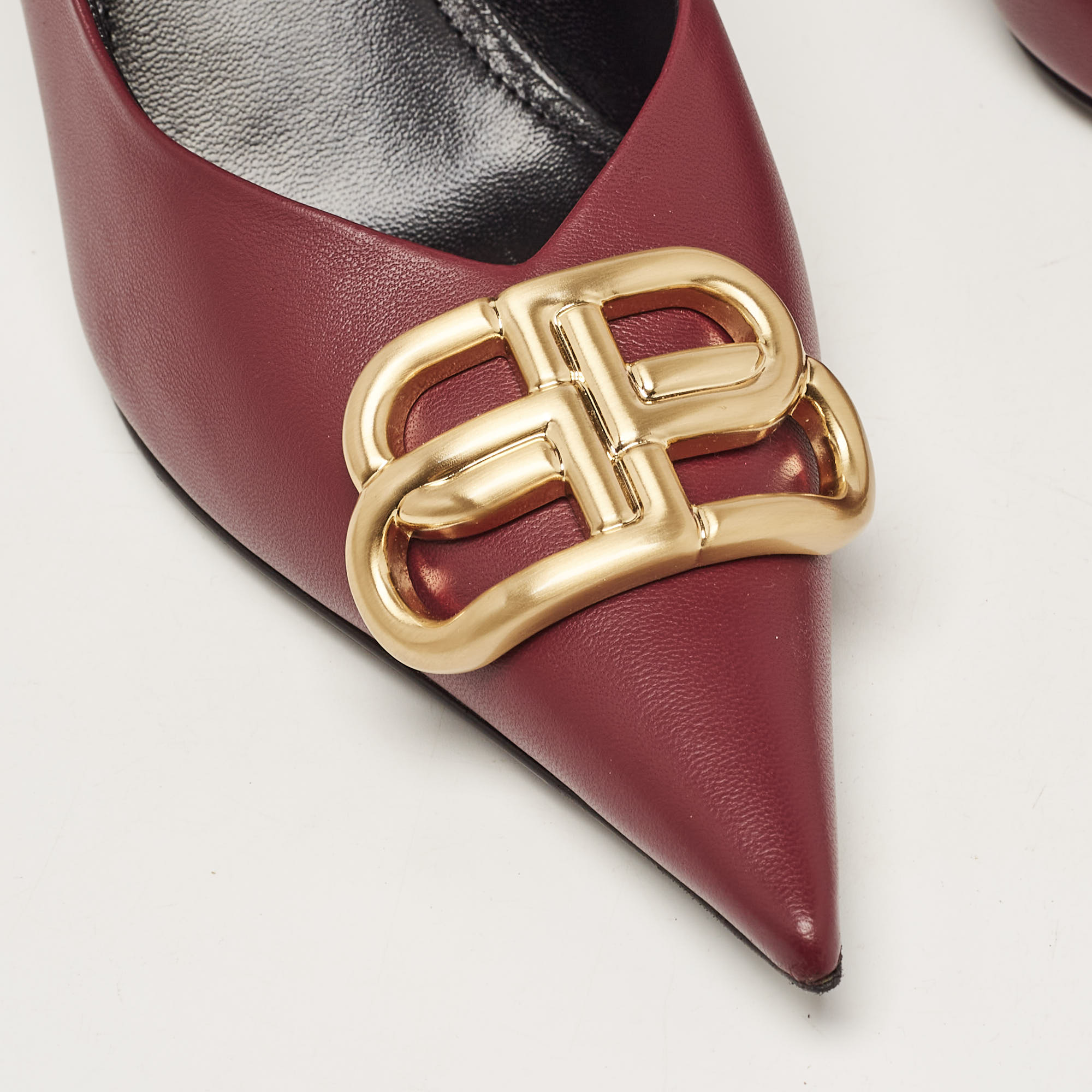 Balenciaga Burgundy Leather Knife Pointed Toe Pumps Size 38