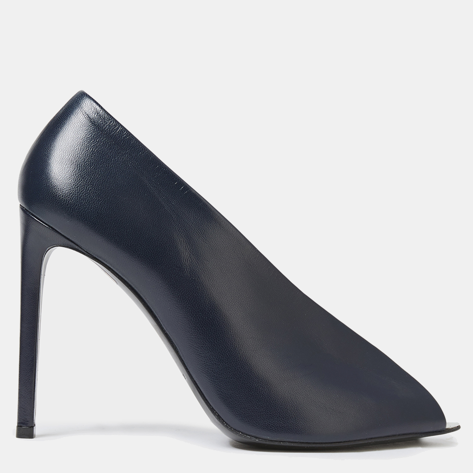 Balenciaga navy blue leather high heel pumps 37.5