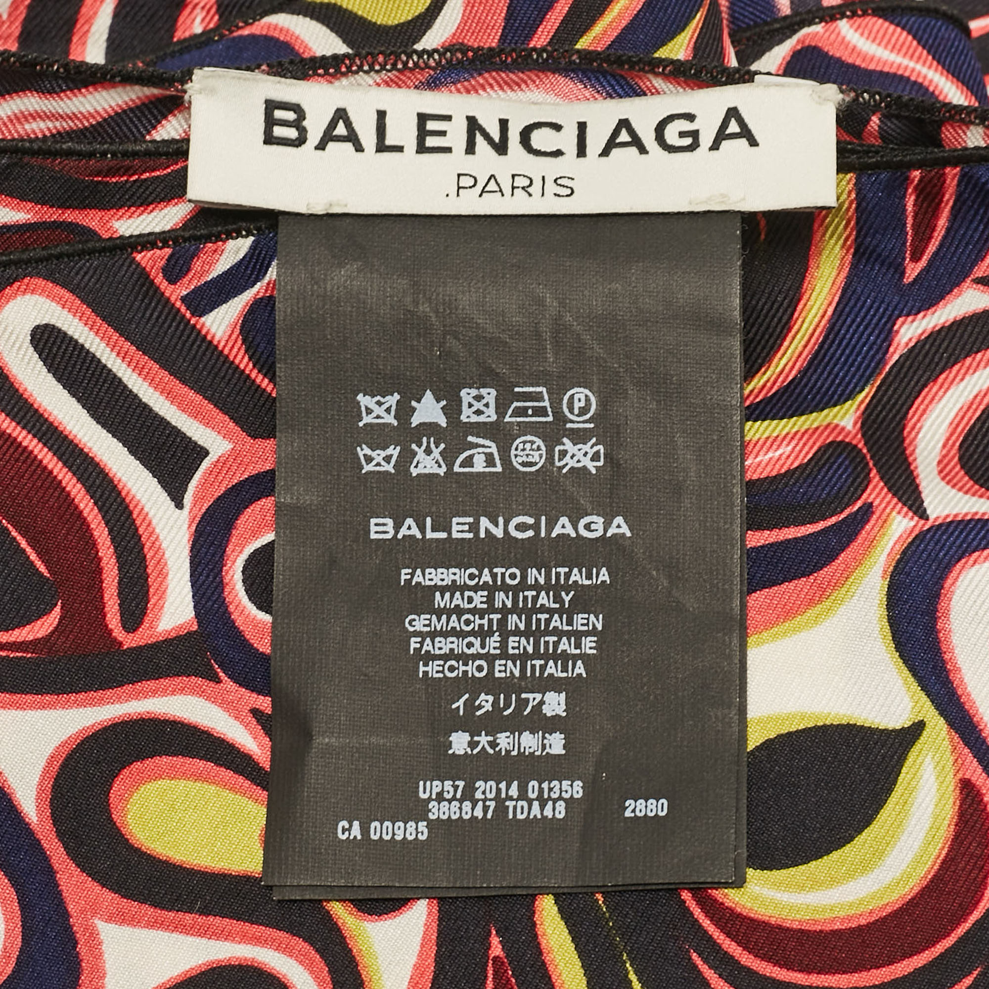 Balenciaga Multicolor Abstract Prink Silk Square Scarf