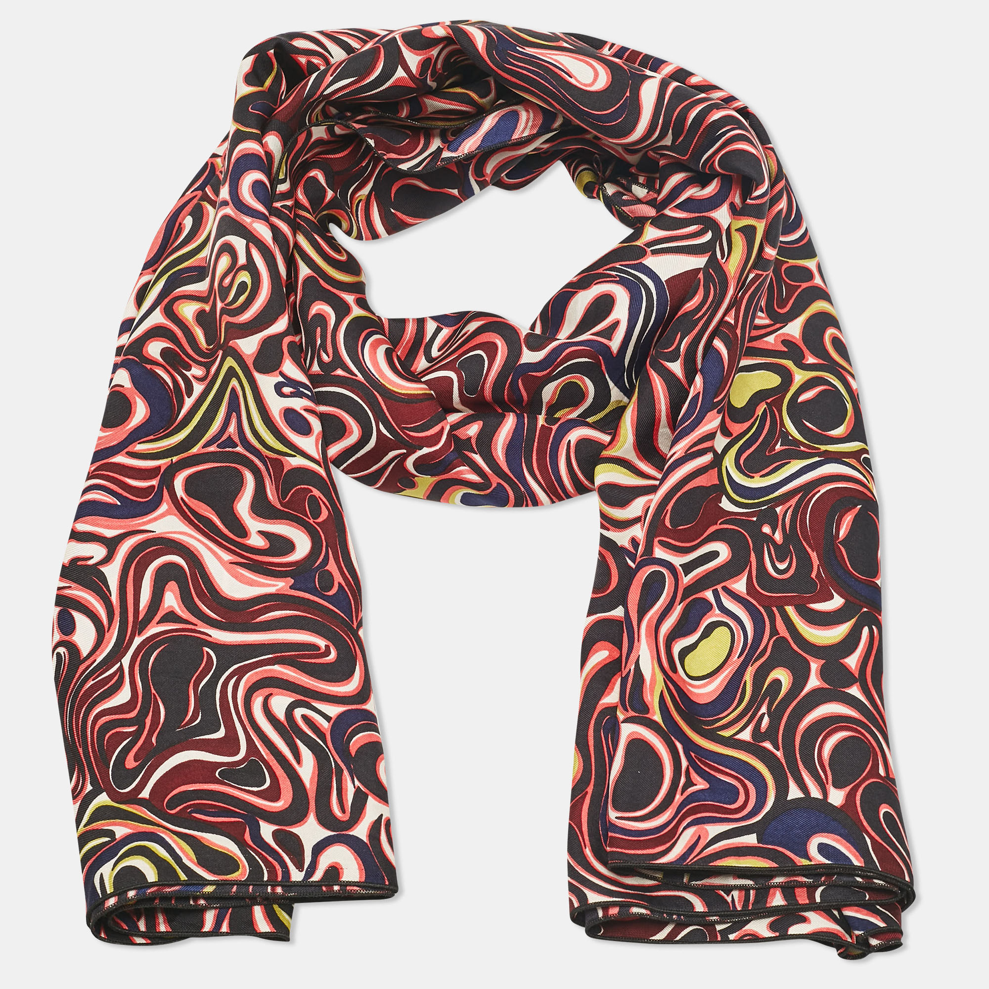 Balenciaga Multicolor Abstract Prink Silk Square Scarf