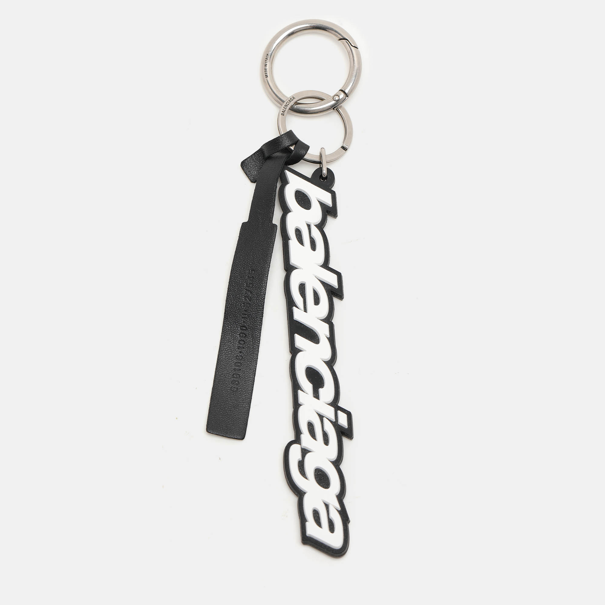 Balenciaga White/Black Rubber Logo Key Holder