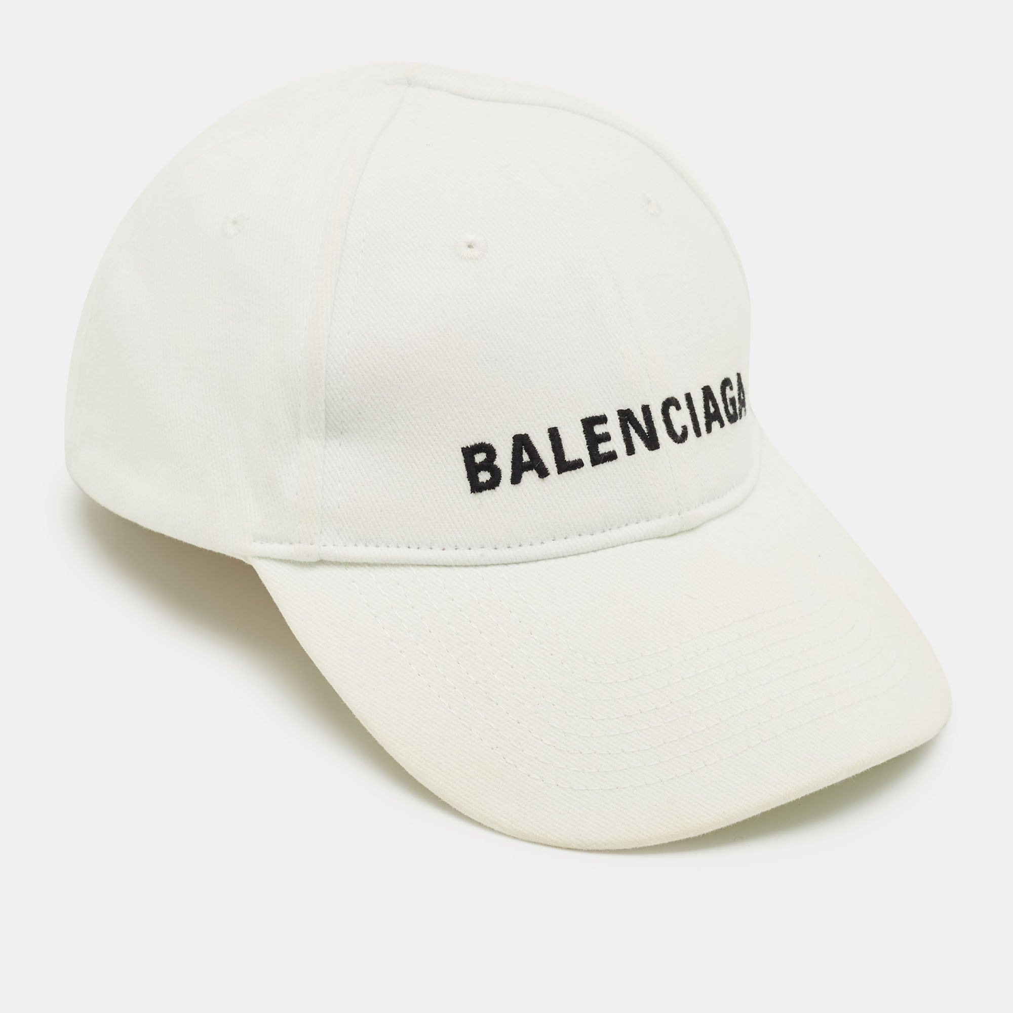 Balenciaga White Logo Embroidered Cotton Baseball Cap L 
Balenciaga White Logo Embroidered Cotton Baseball Cap L