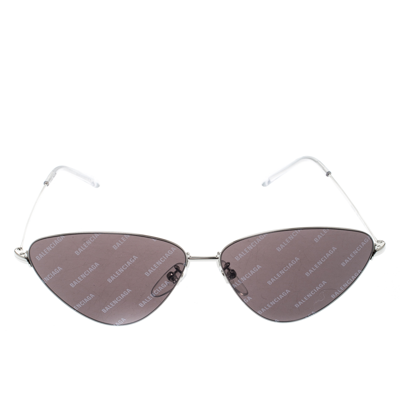 

Balenciaga Silver/Black Monogram BB0015S Cat Eye Sunglasses