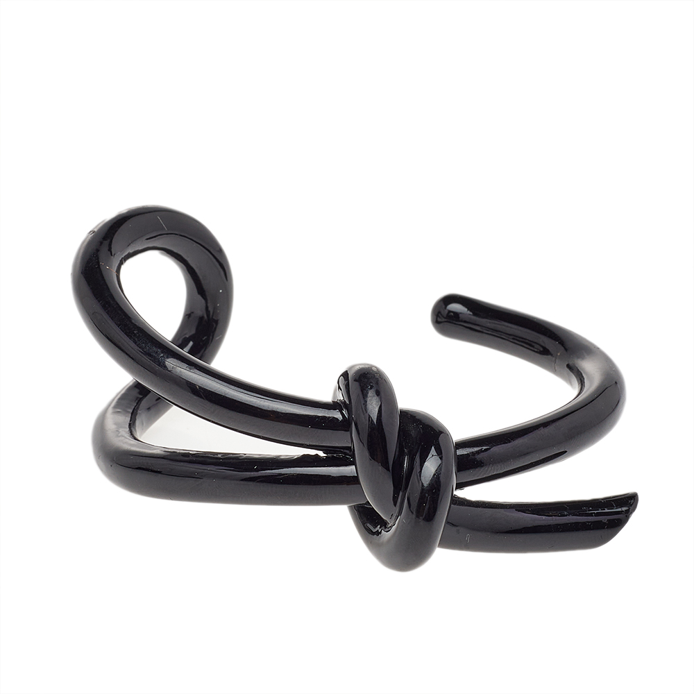Balenciaga Black Metal Knot Cuff Bracelet M