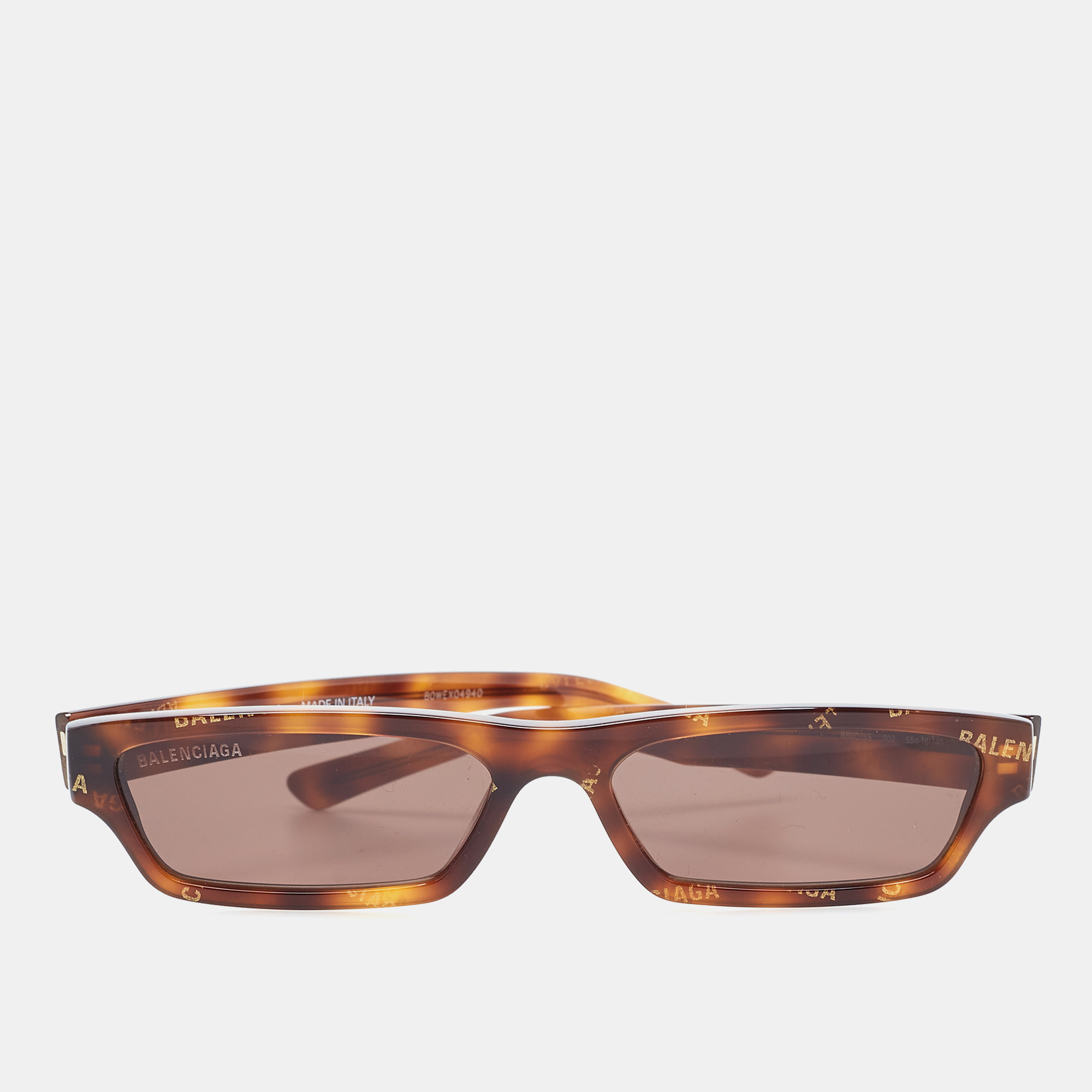 Balenciaga Brown Tortoise BB0075S Rectangle Sunglasses