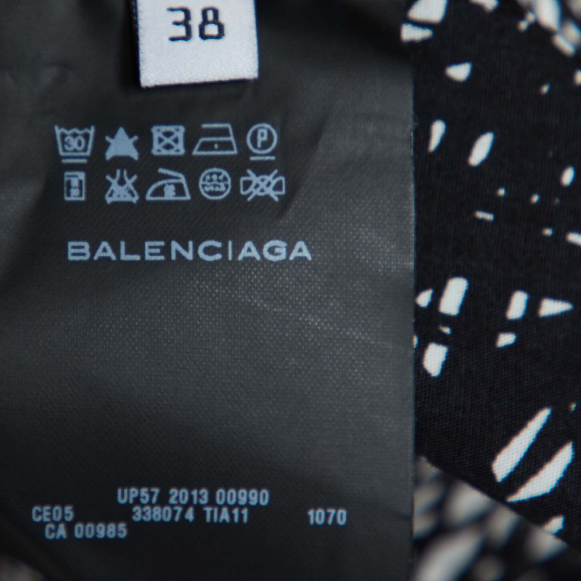 Balenciaga Black Abstract Print Cotton Single Buttoned Shirt M