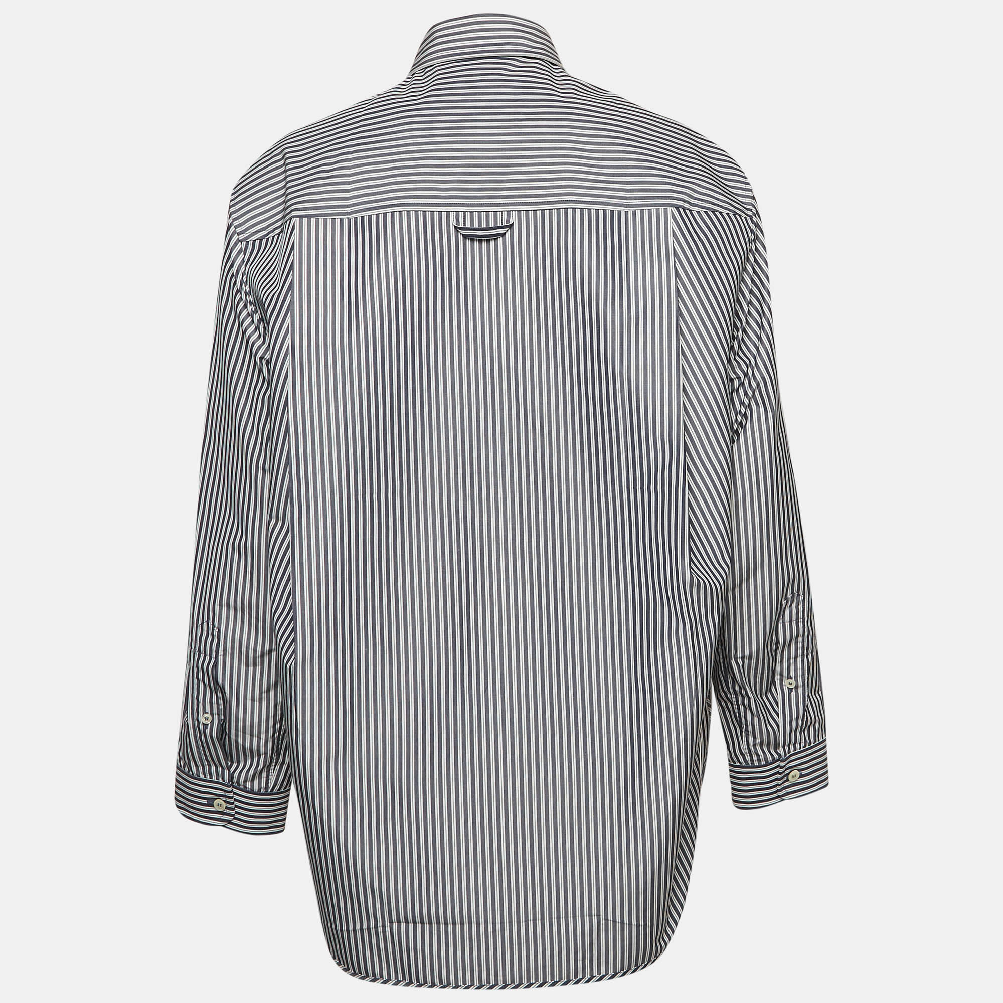 Balenciaga Blue Pinstripe Poplin Oversized Shirt S