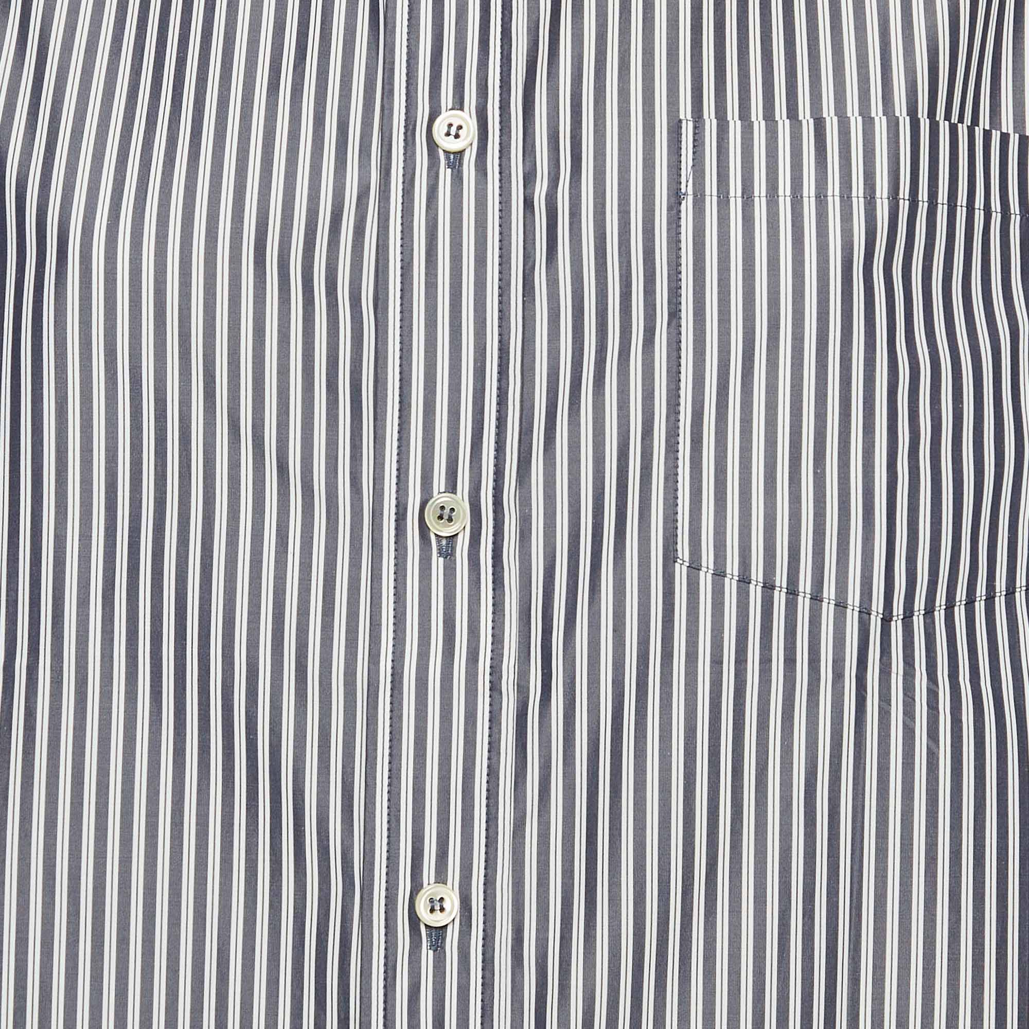 Balenciaga Blue Pinstripe Poplin Oversized Shirt S