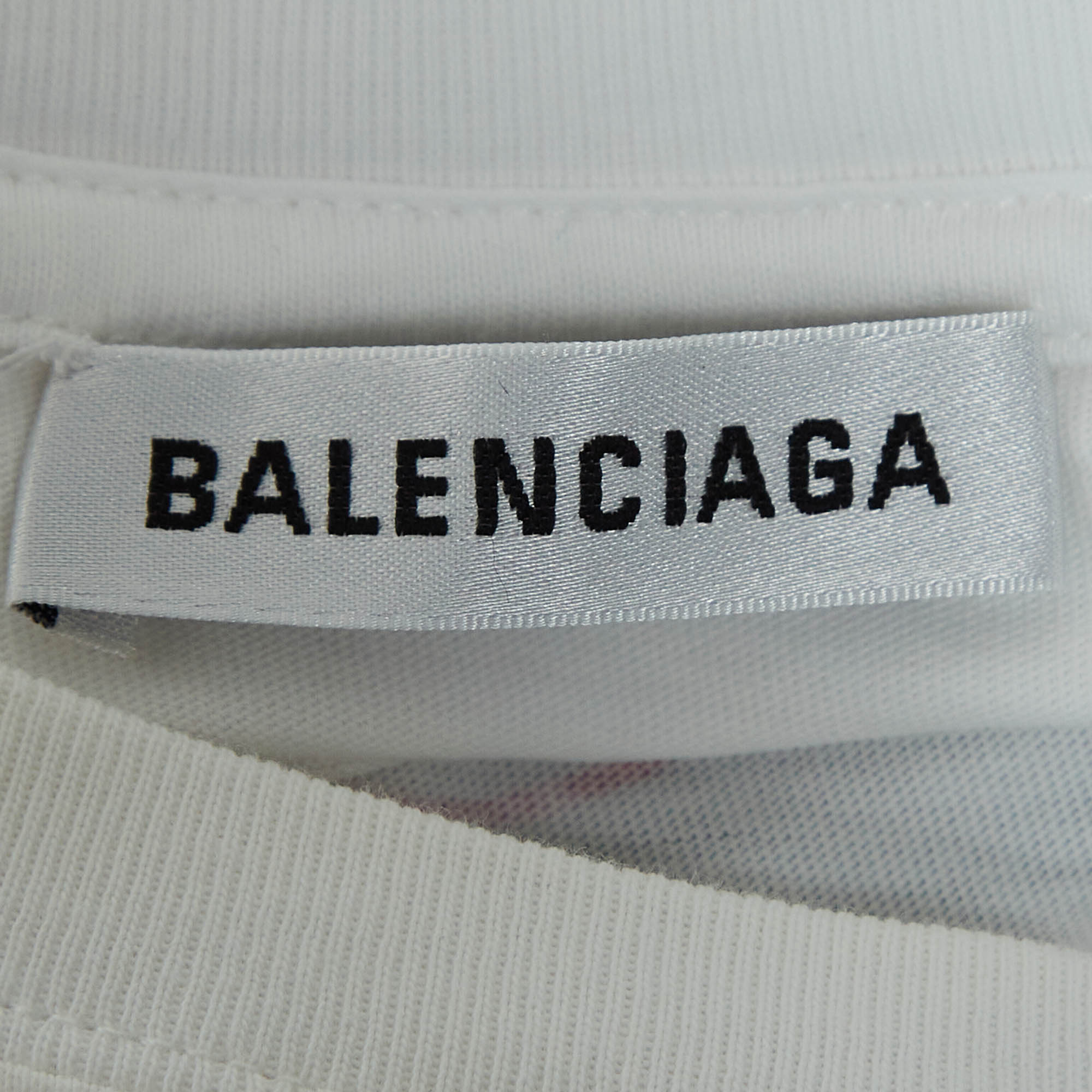 Balenciaga White Logo Print Cotton Jersey T-Shirt S