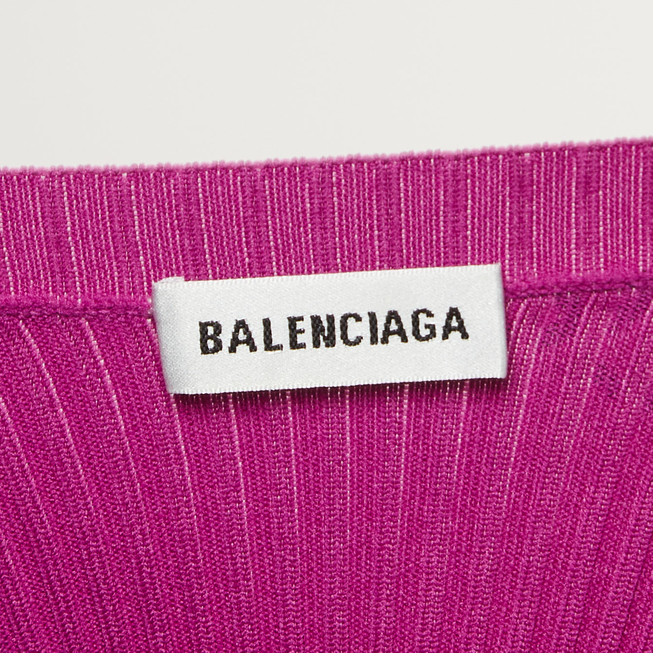 Balenciaga Purple Logo Print Rib Knit Full Sleeve T-Shirt S