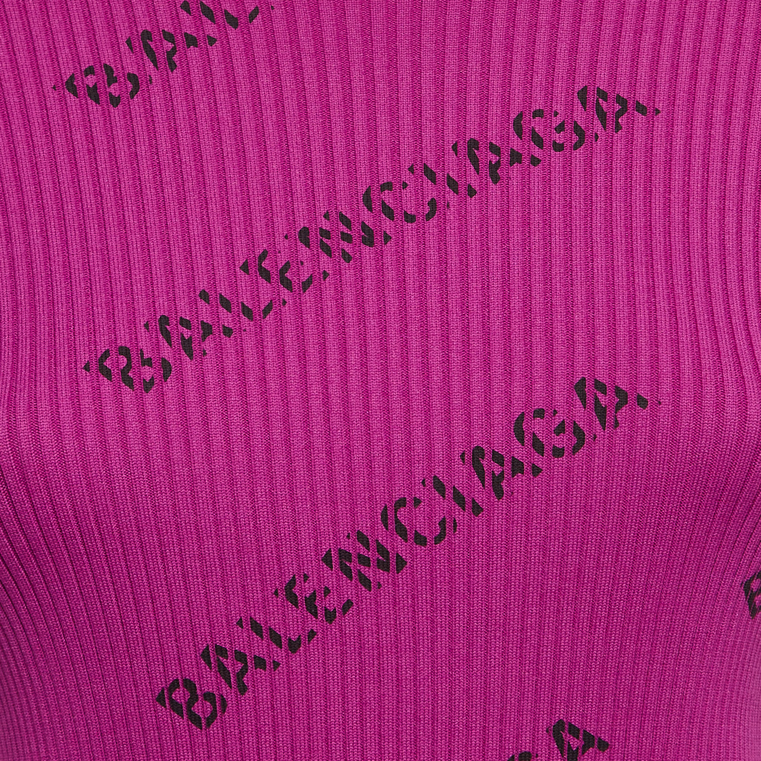 Balenciaga Purple Logo Print Rib Knit Full Sleeve T-Shirt S